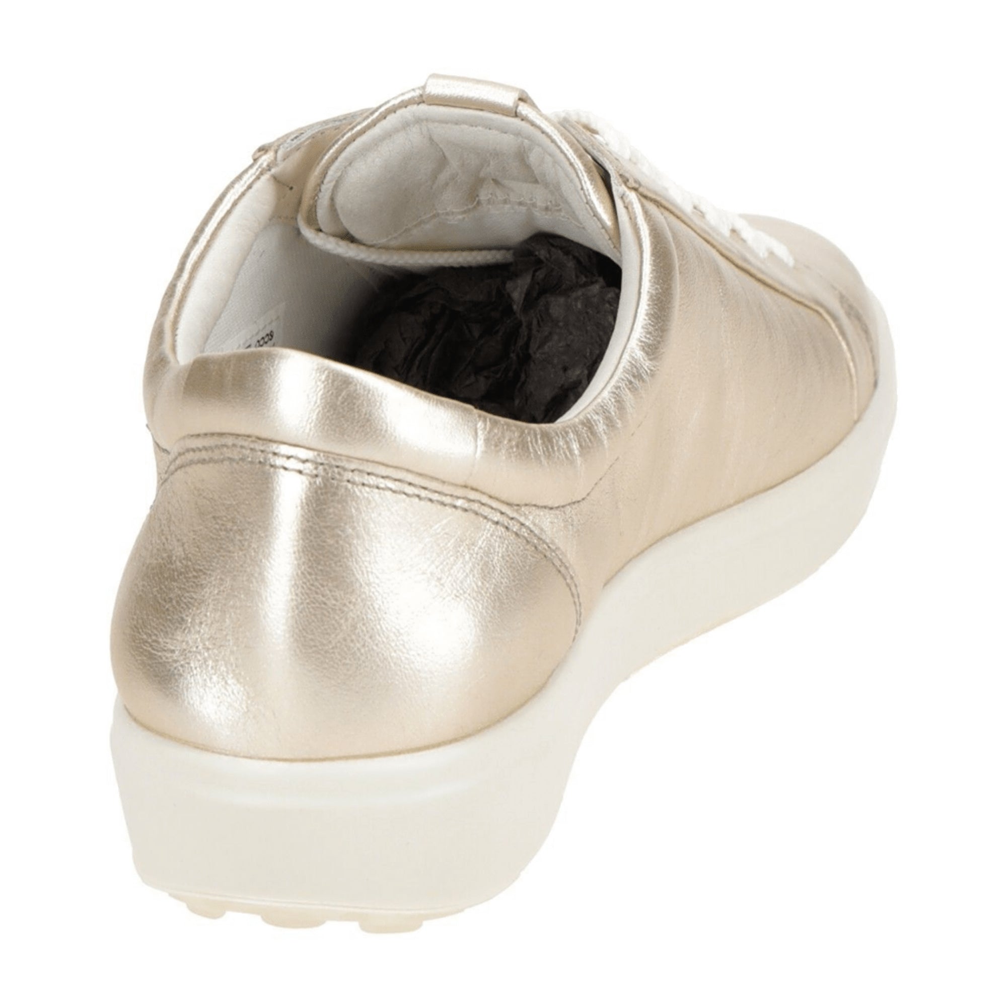 Ecco Pure White Gold Women's Sneakers - Elegant Gold Finish