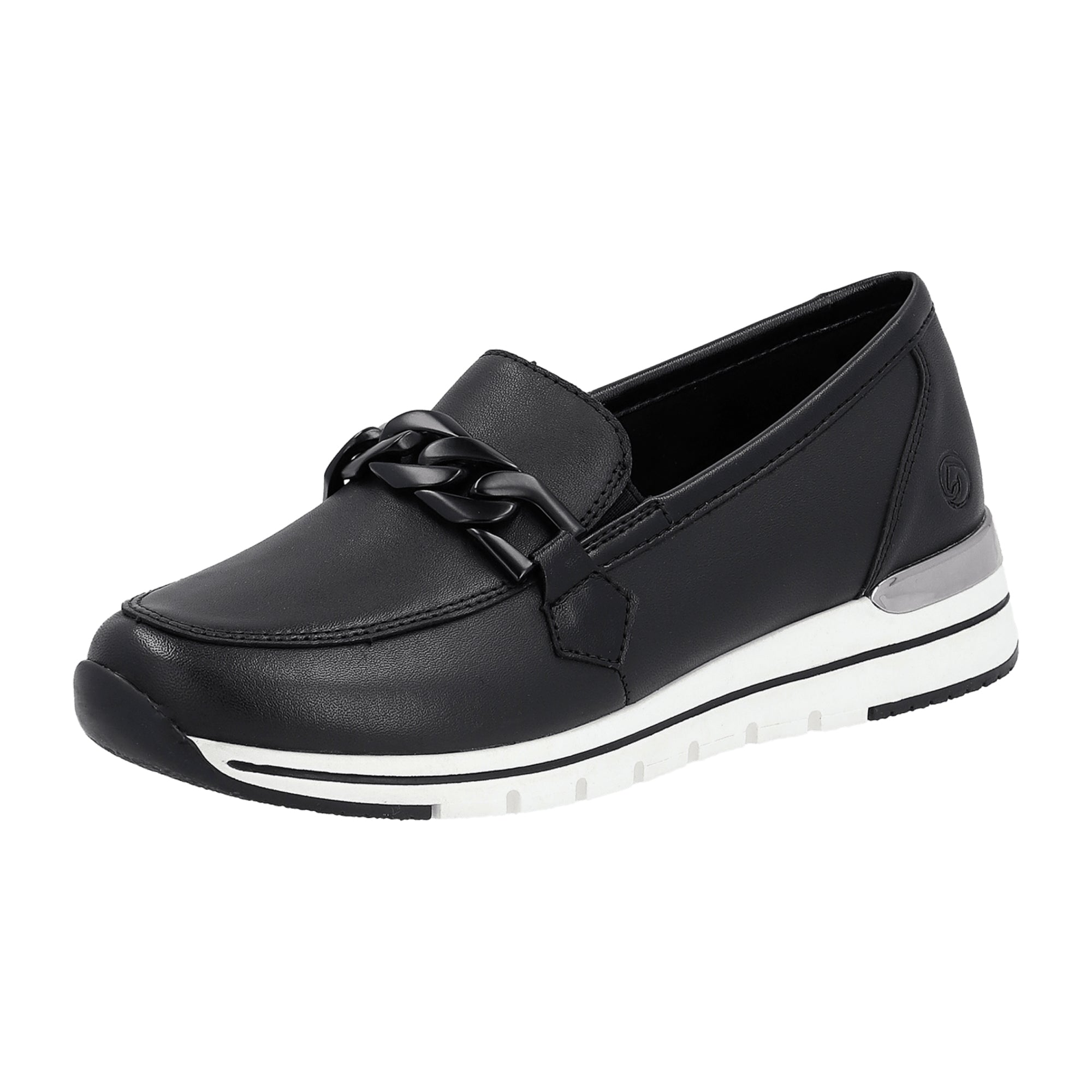 Remonte Women's Black Slip-On Leather Shoes with Flat Heel