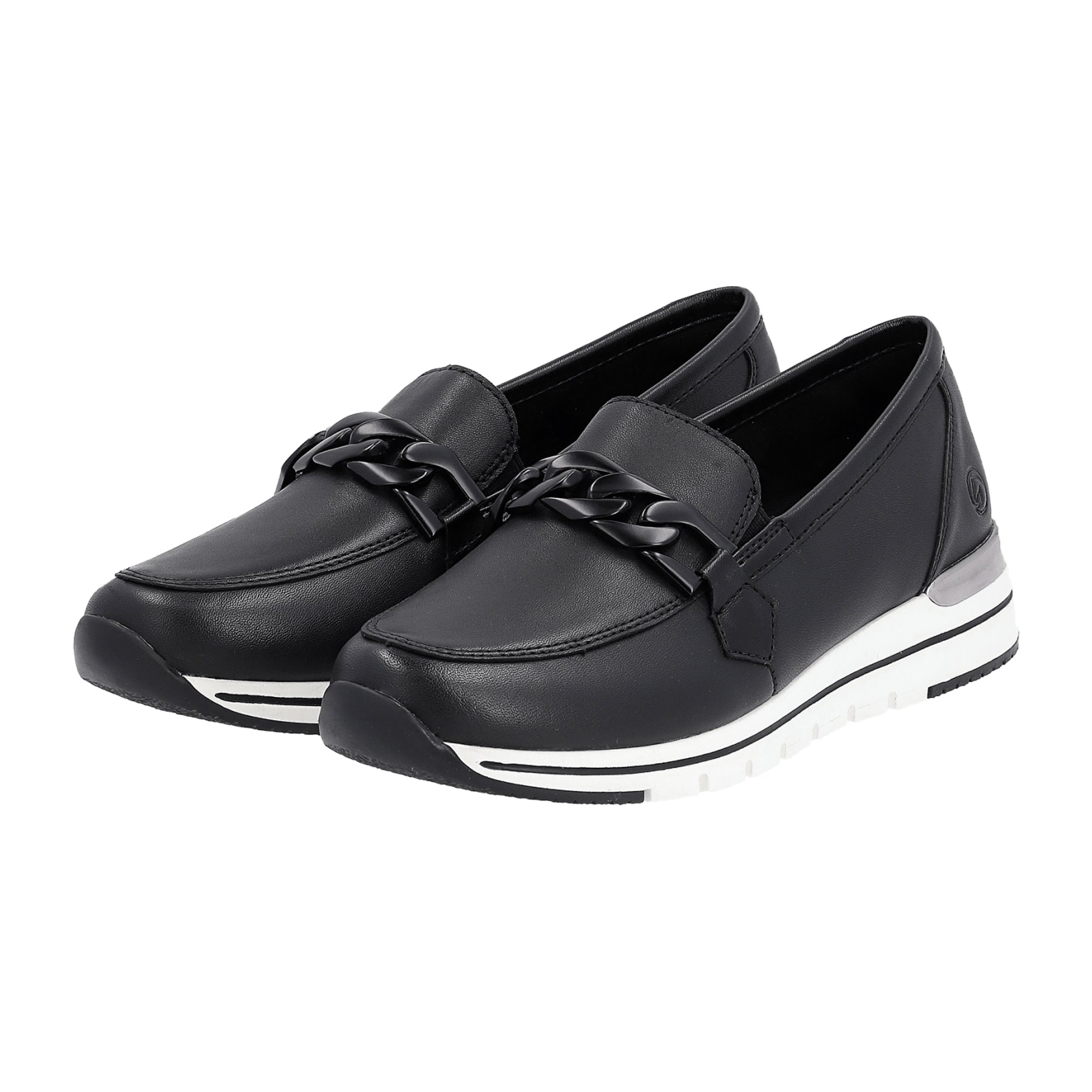 Remonte Women's Black Slip-On Leather Shoes with Flat Heel