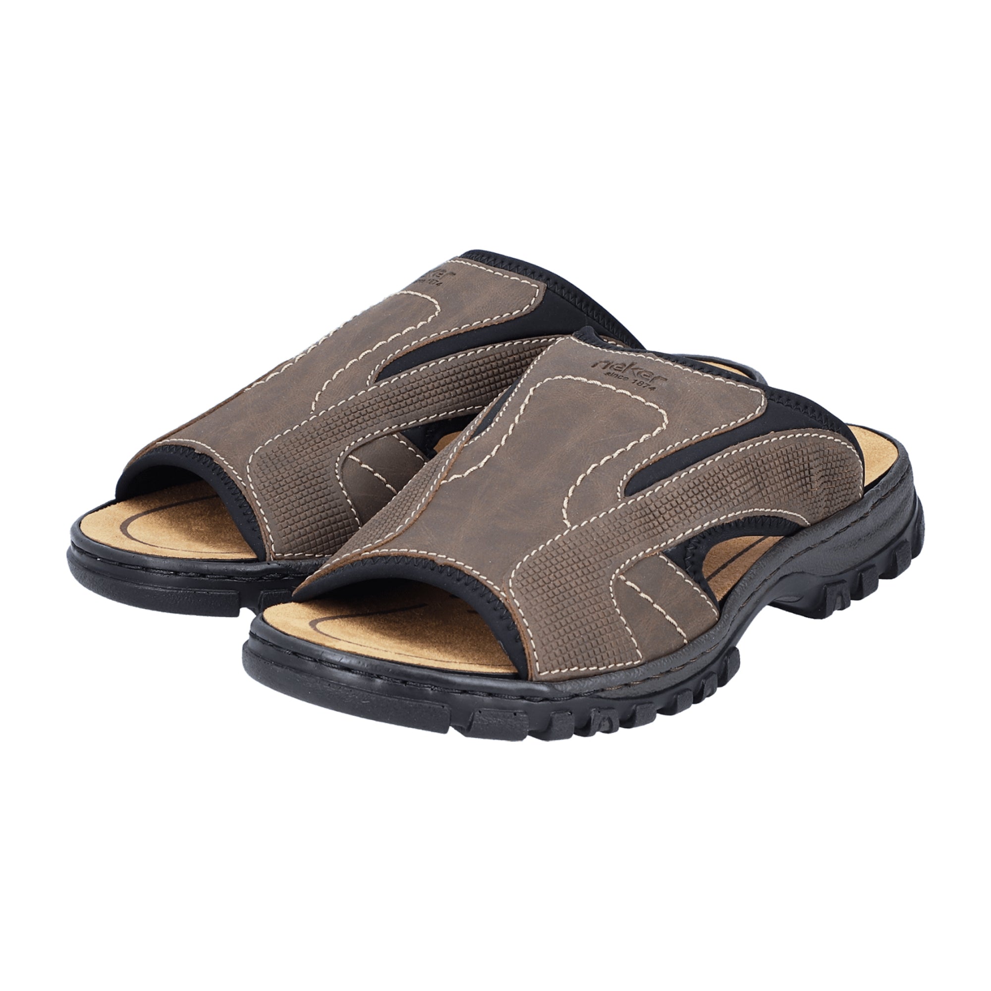 Rieker 25093-25 Brown Men's Shoes Faux Leather Flat Heel Comfortable
