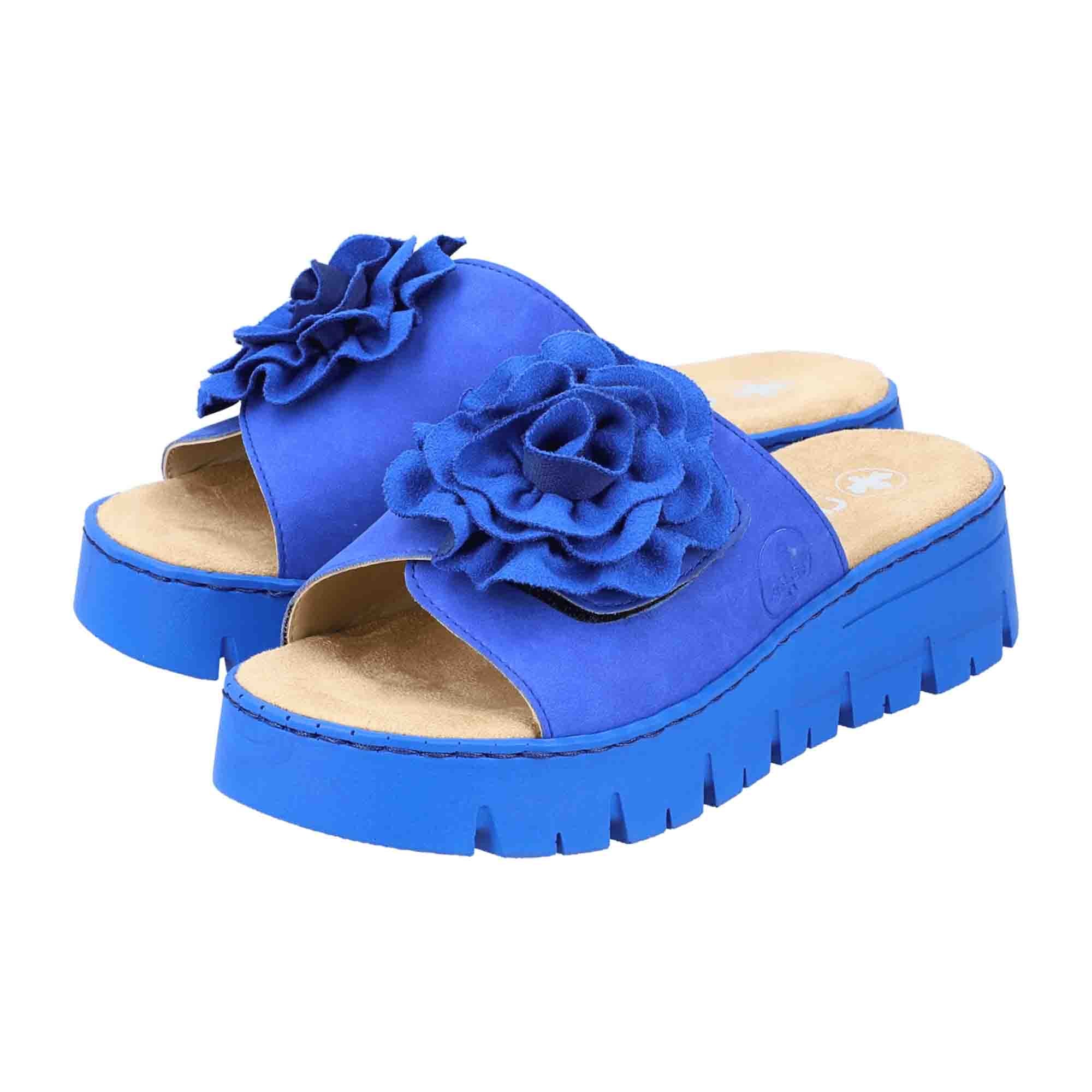 Rieker V1052-14 Women's Blue Sandals with 4.5 cm Platform Heel