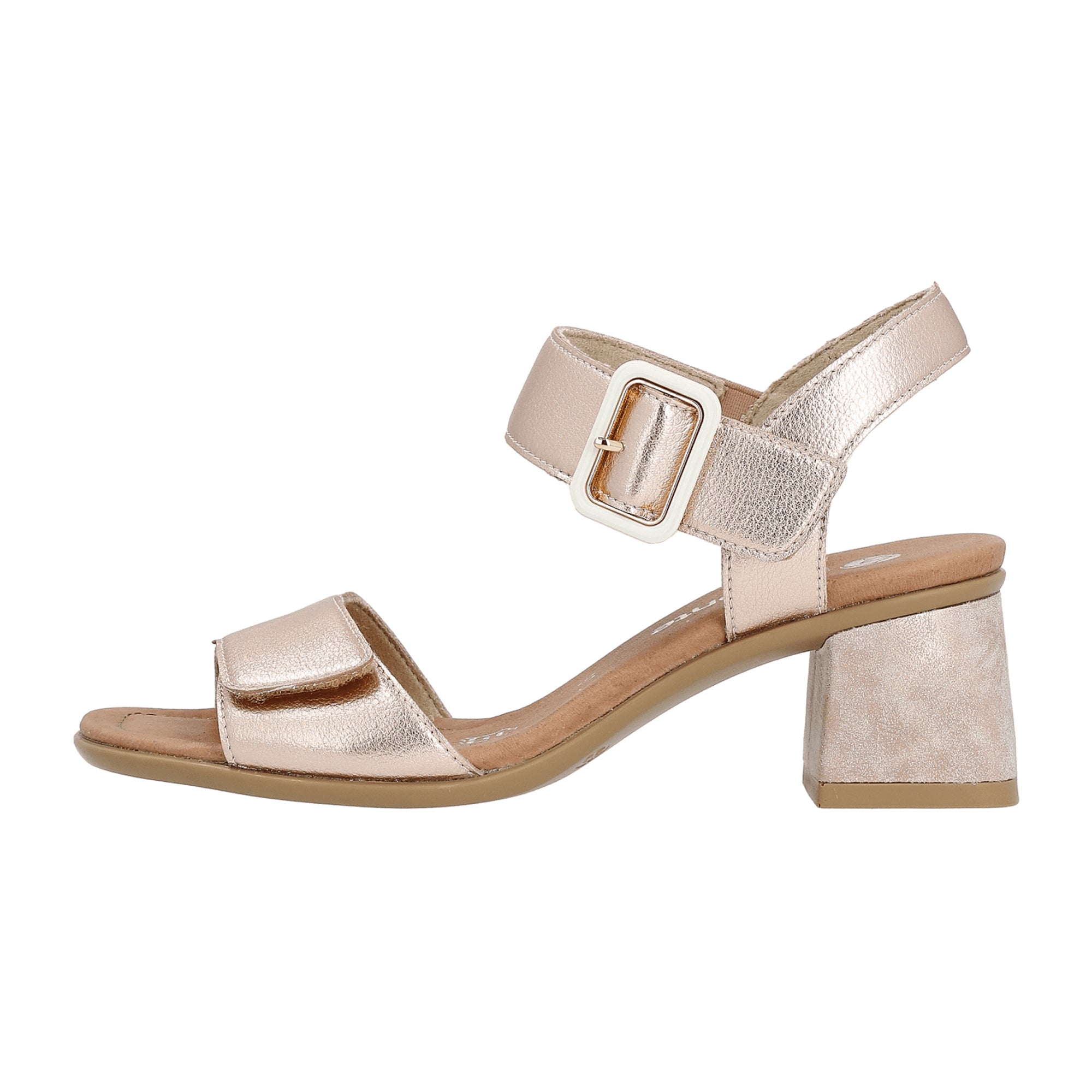 Remonte Women's Pink Leather Sandals with Block Heel and Textile Lining