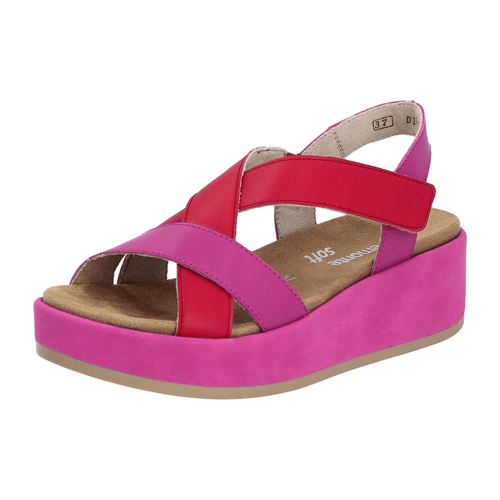Remonte Women's Pink Leather Shoes with 3.5cm Platform Heel