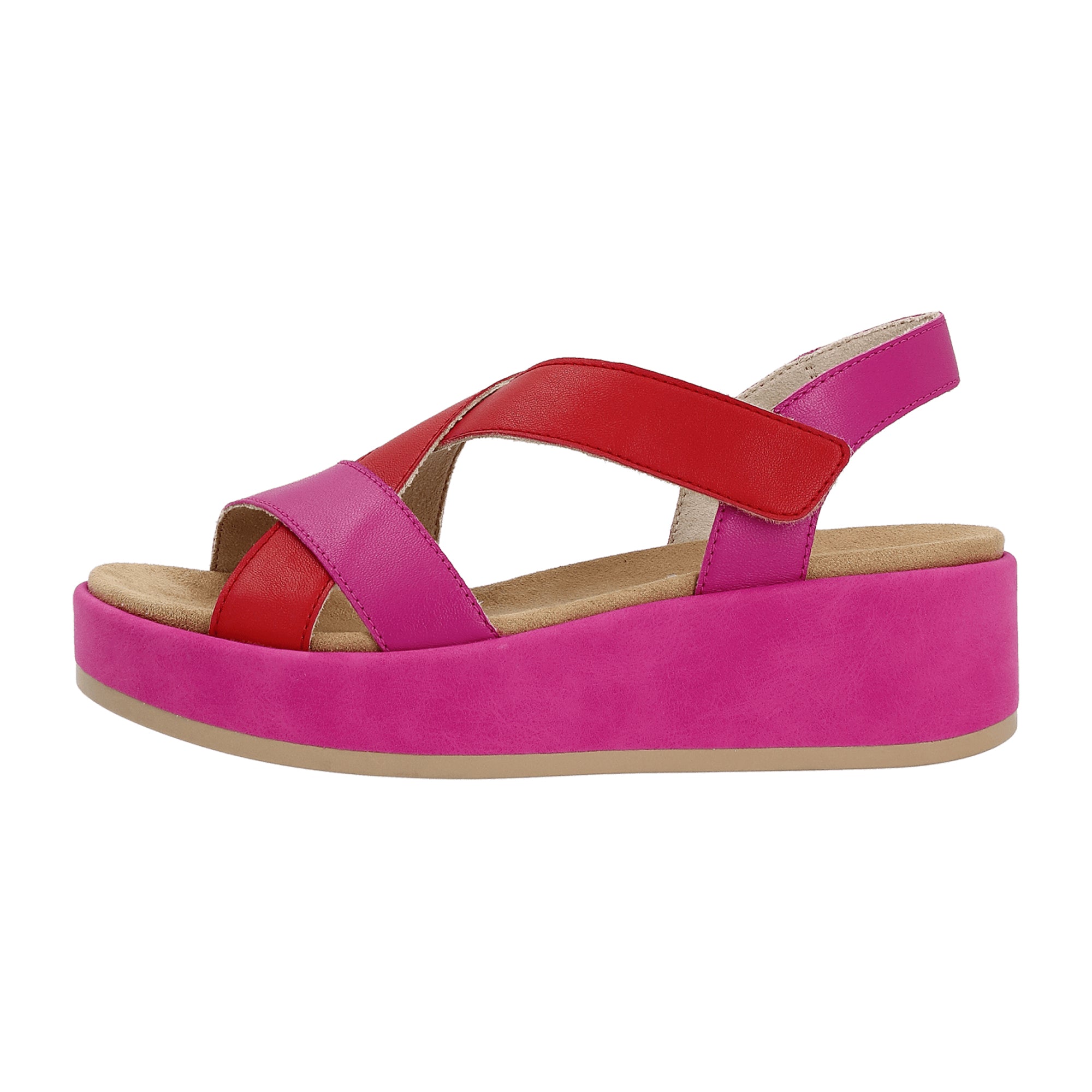 Remonte Women's Pink Leather Shoes with 3.5cm Platform Heel