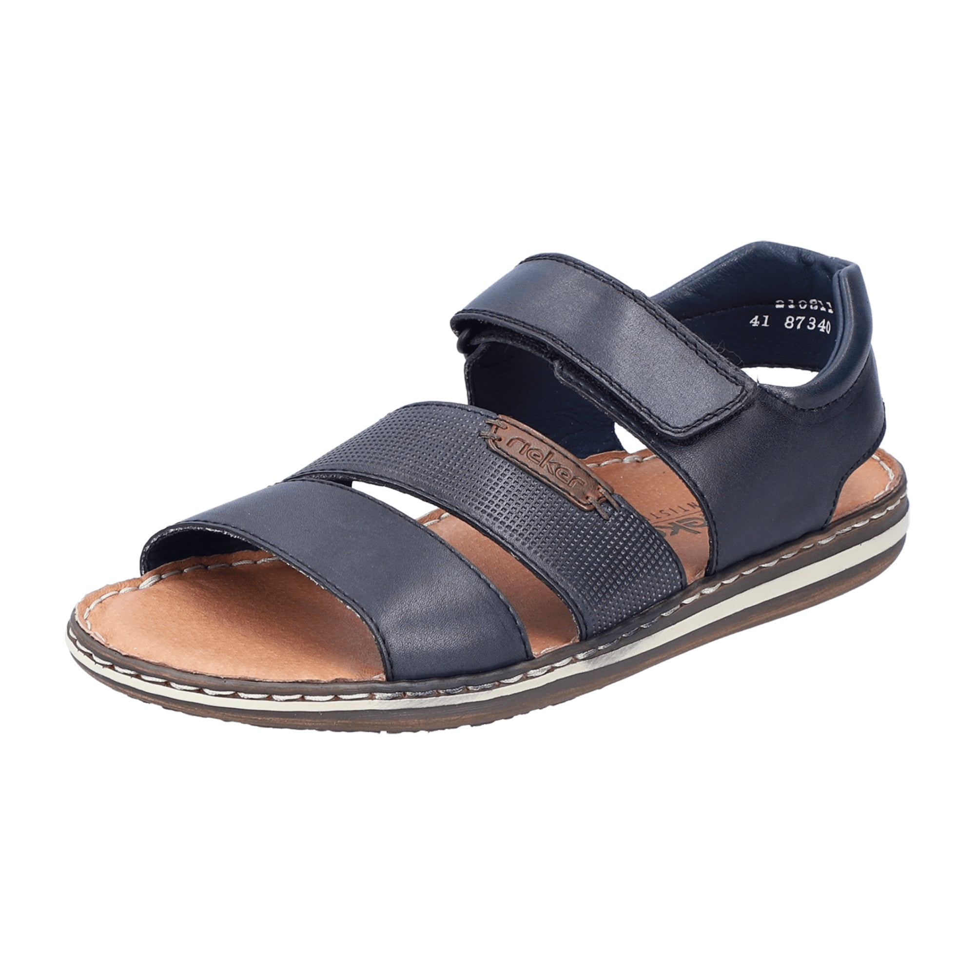 Rieker Men's Black Sandals 2108114 Comfortable Flat Open Toe Velcro Closure