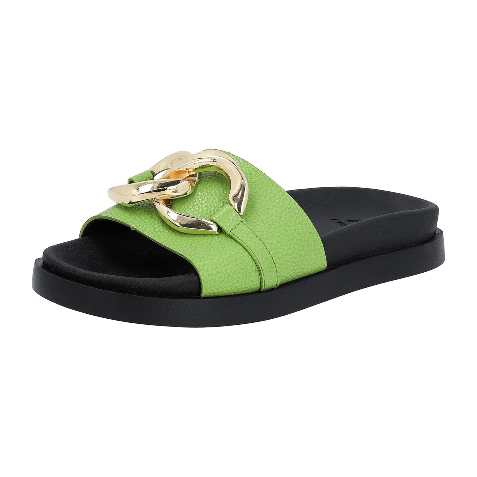 Rieker W1452-52 Women's Green Leather Shoes Flat Heel Narrow Fit