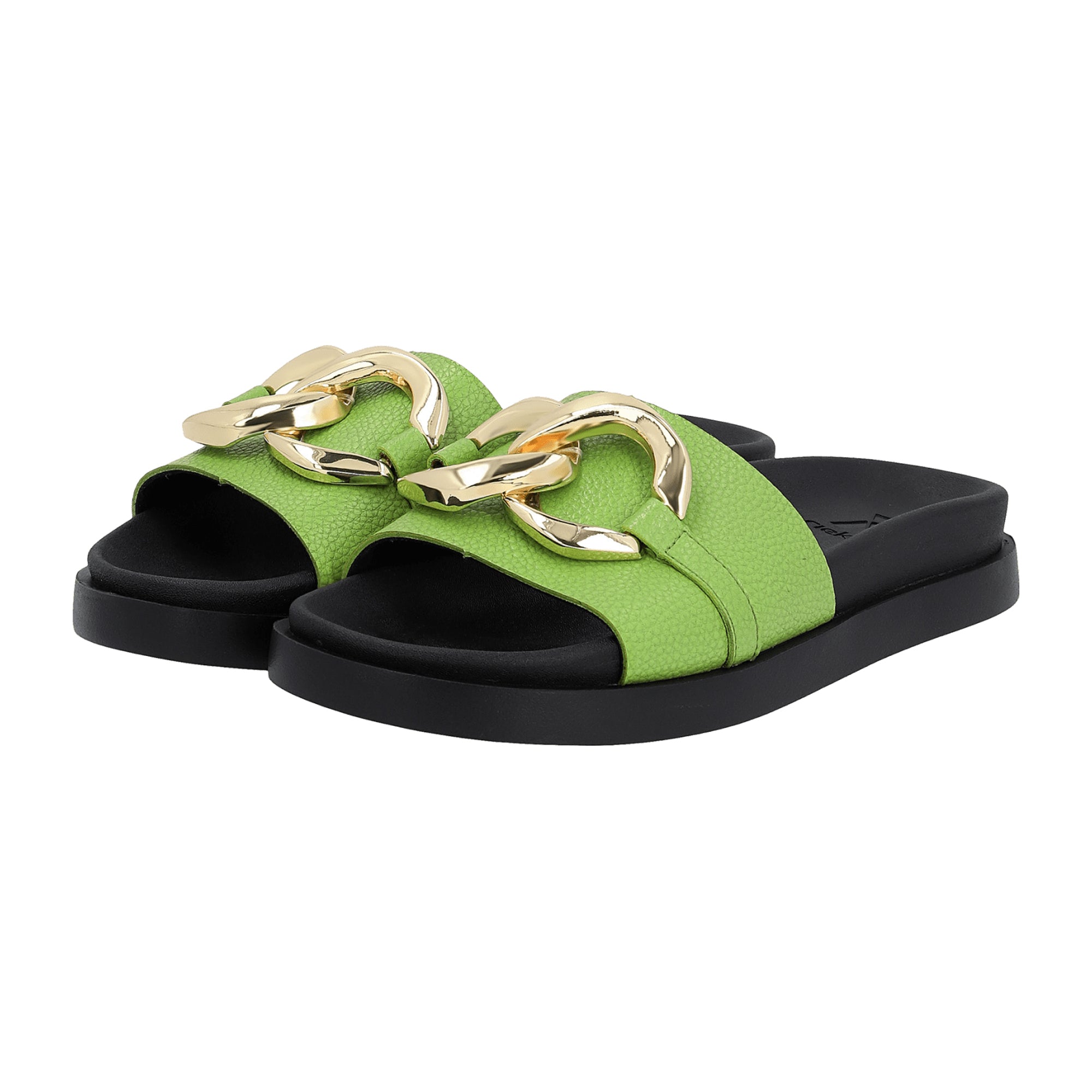 Rieker W1452-52 Women's Green Leather Shoes Flat Heel Narrow Fit