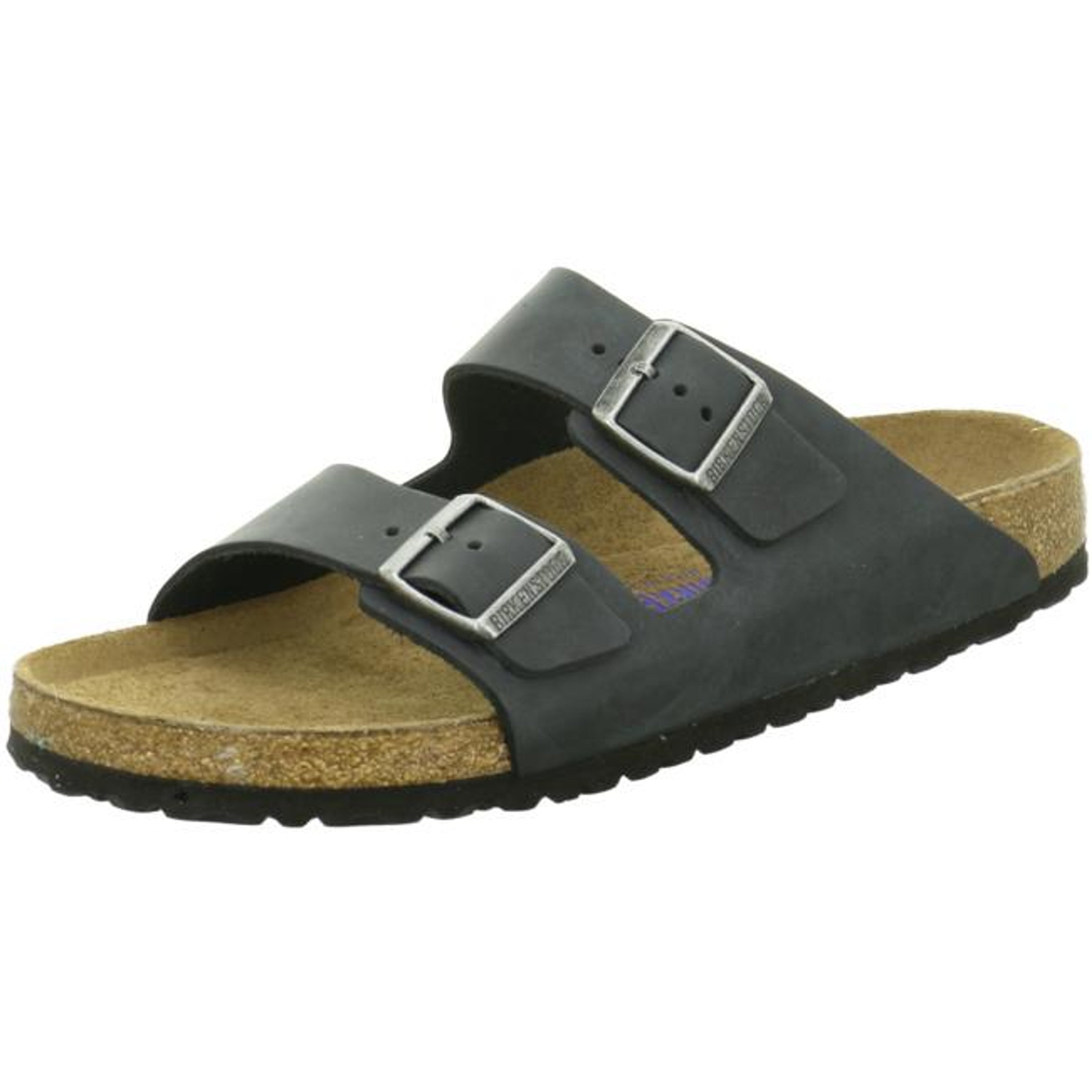 Birkenstock Arizona Leather Oiled Black SFB Slides Sandals Thongs Slip On narrow - Bartel-Shop