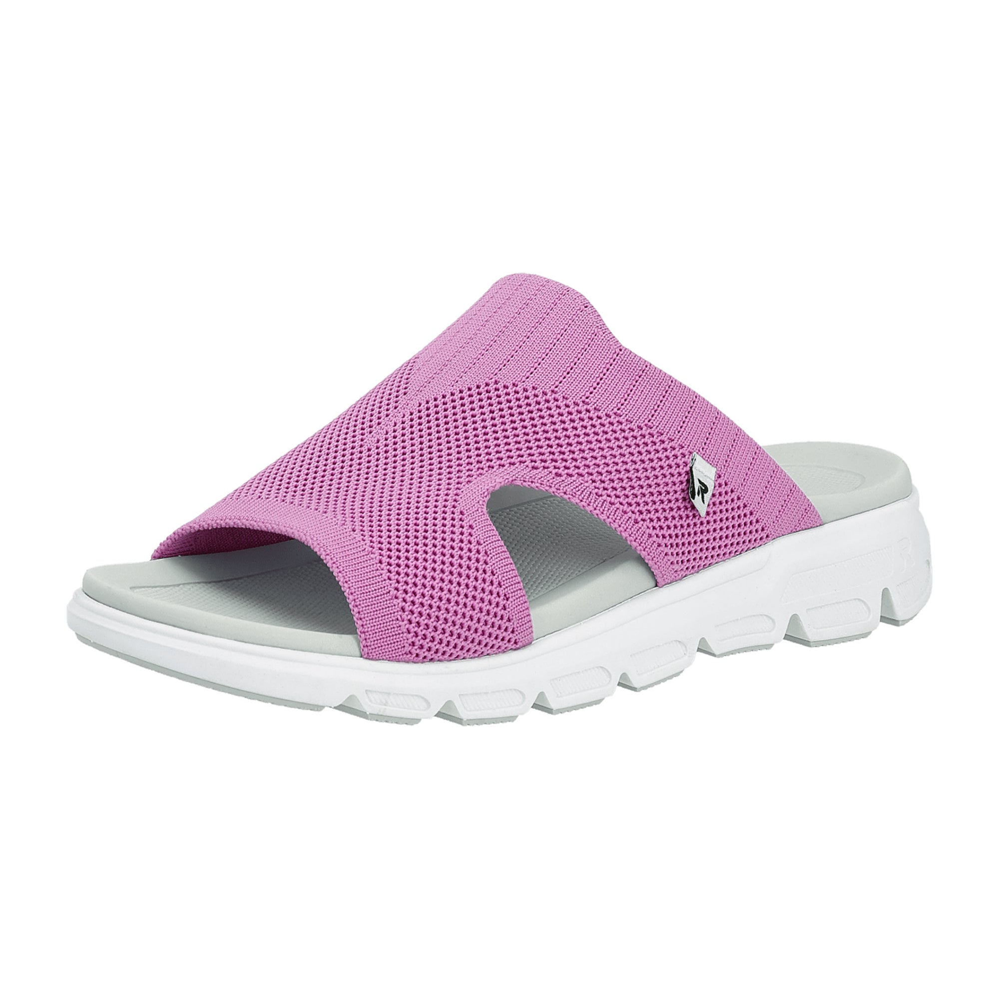 Rieker Women's Pink Slip-On Sandals Comfortable Flat Open Toe Textile Shoes