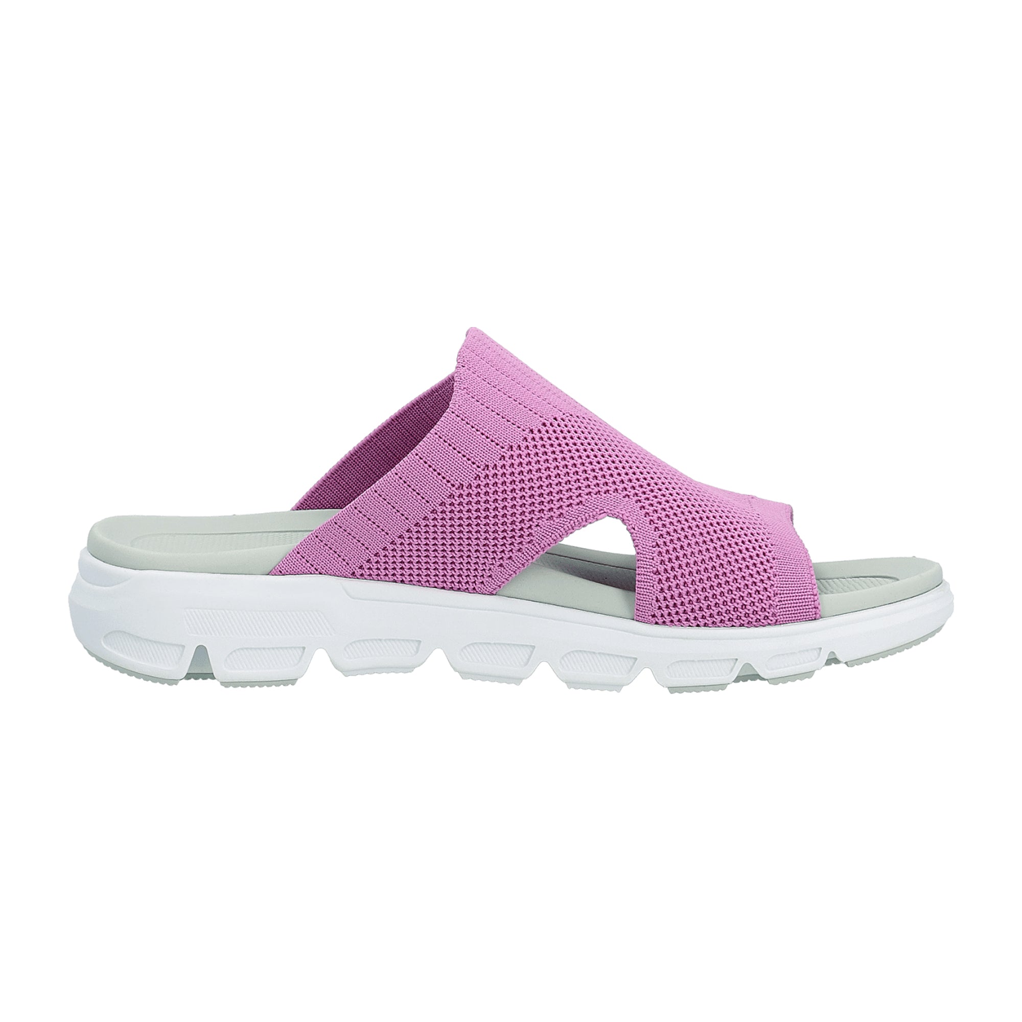 Rieker Women's Pink Slip-On Sandals Comfortable Flat Open Toe Textile Shoes