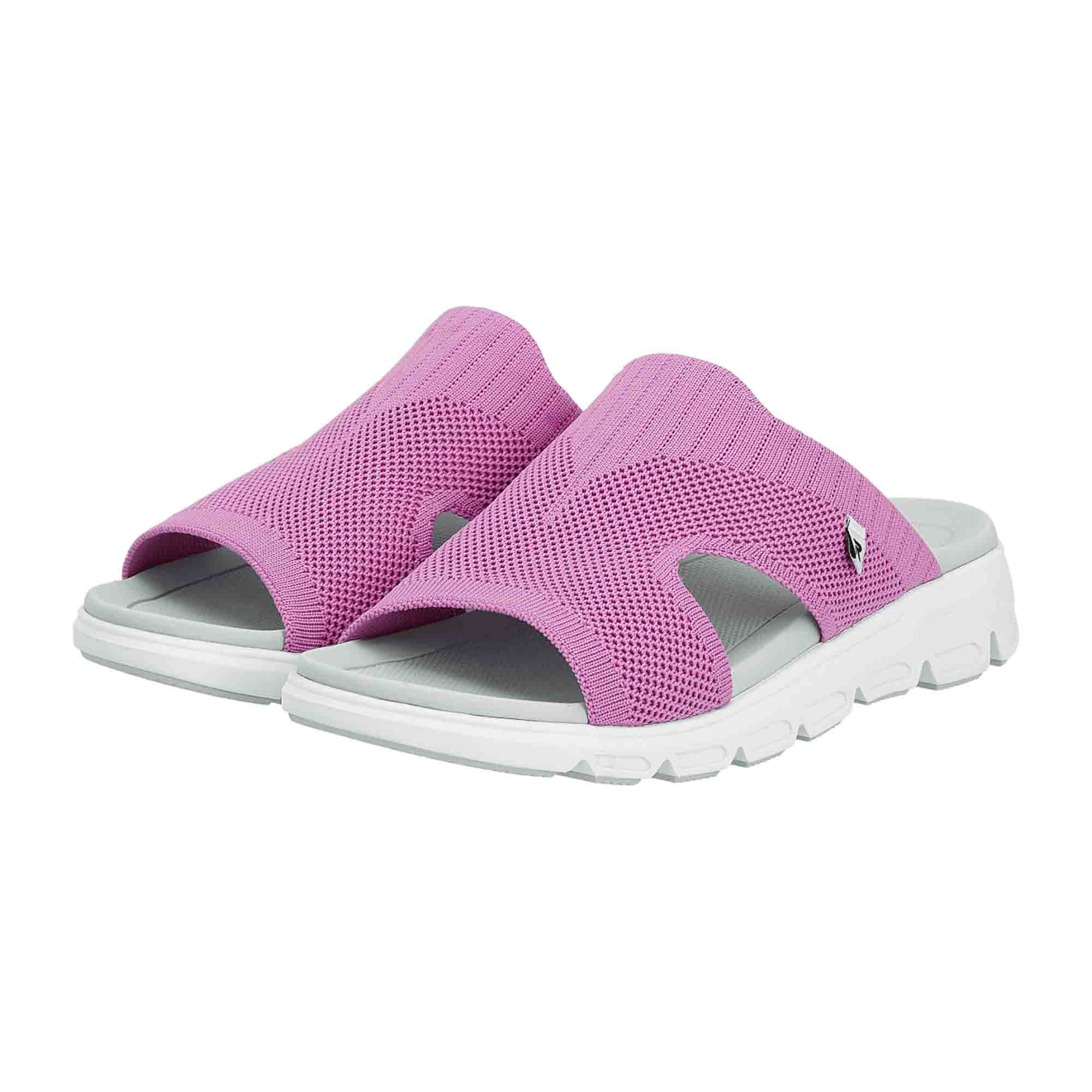 Rieker Women's Pink Slip-On Sandals Comfortable Flat Open Toe Textile Shoes