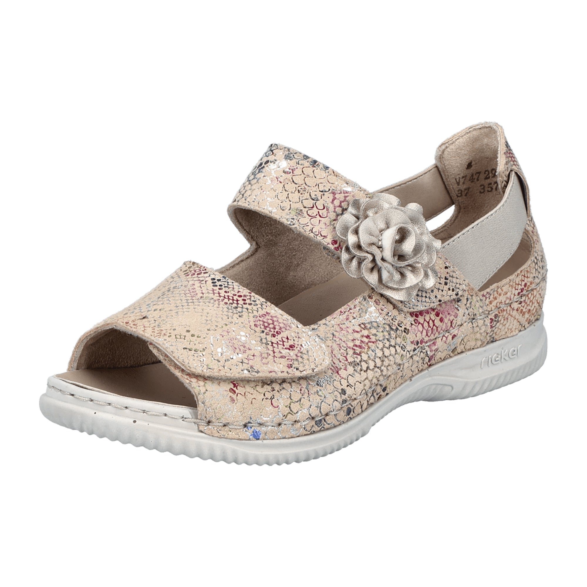 Rieker Women's Colorful Leather Flats with Textile Lining and Low Heel