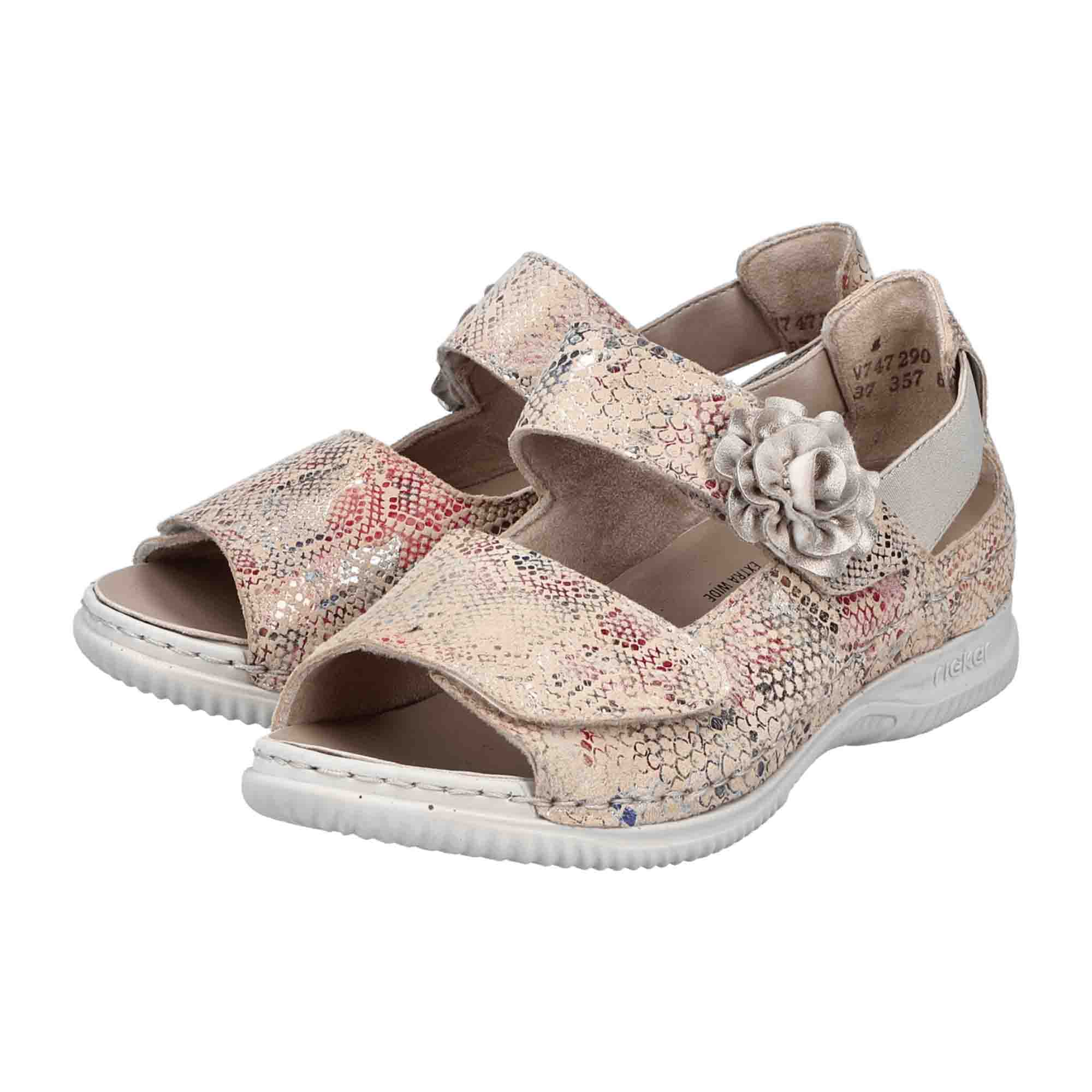 Rieker Women's Colorful Leather Flats with Textile Lining and Low Heel