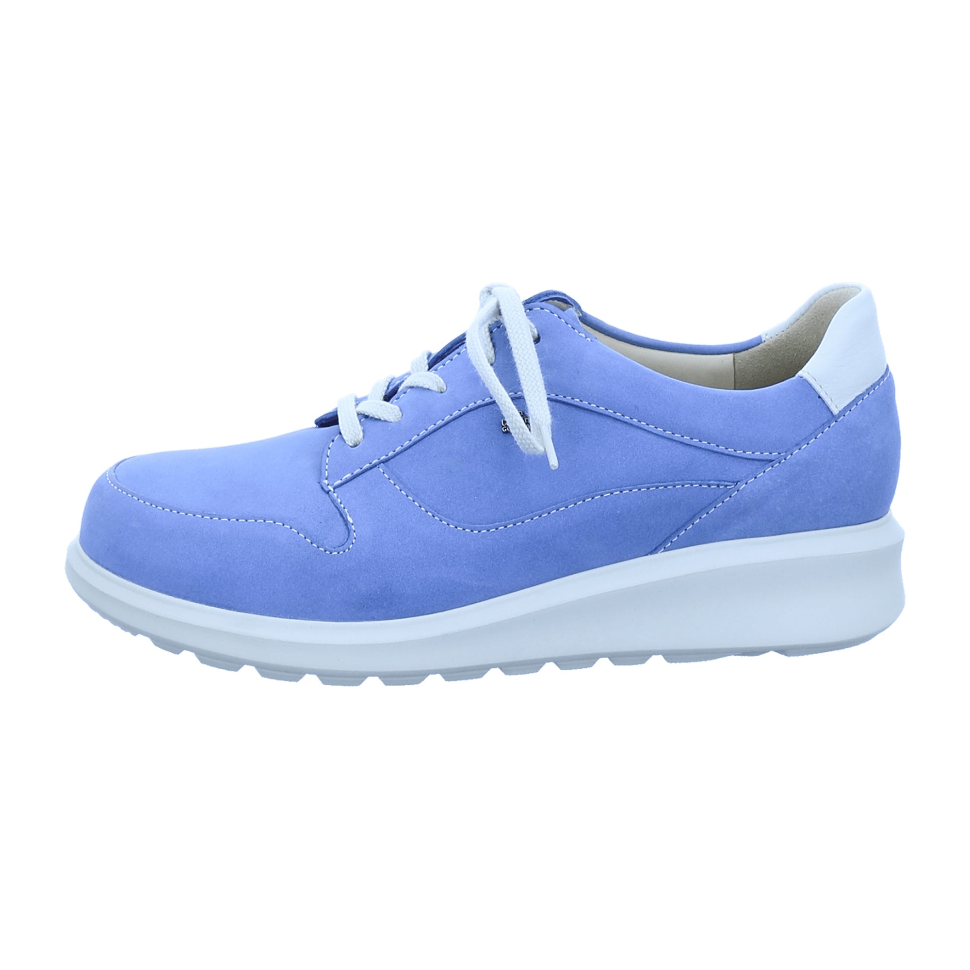 Finn Comfort Mogan Blue Hielo Women's Lace-Up Shoes - Comfortable Nubuck Leather Derby with Removable Insole, Blue