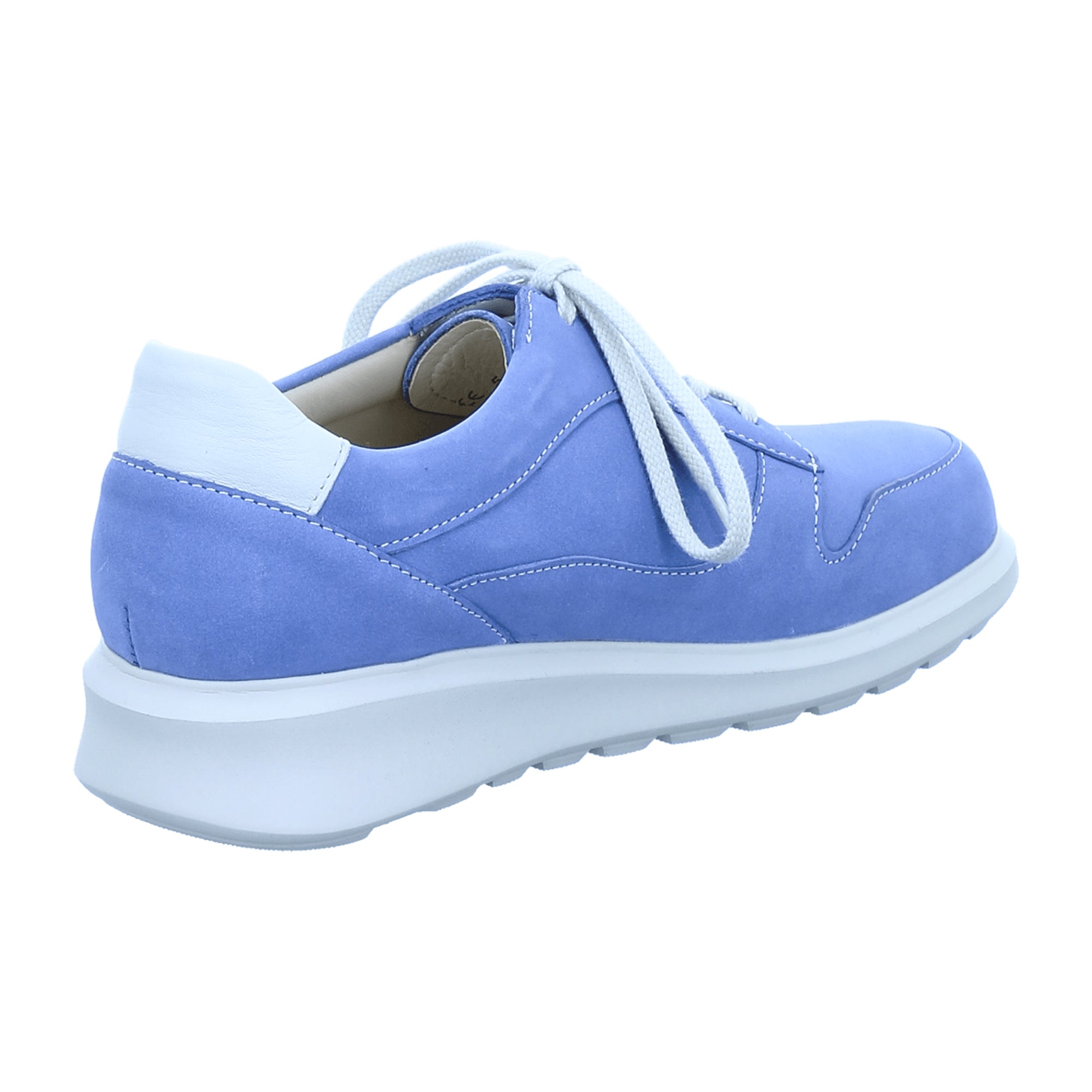 Finn Comfort Mogan Blue Hielo Women's Lace-Up Shoes - Comfortable Nubuck Leather Derby with Removable Insole, Blue