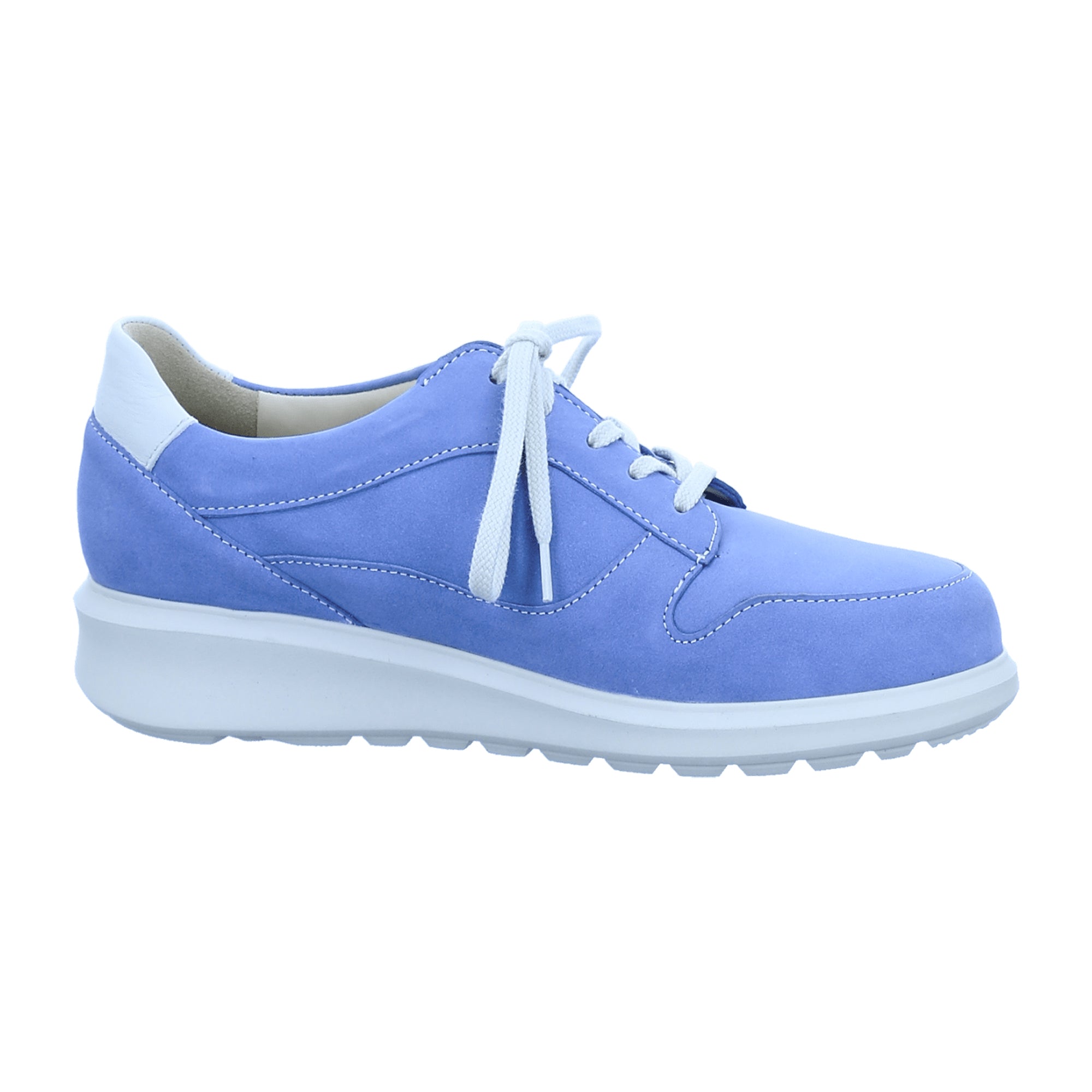 Finn Comfort Mogan Blue Hielo Women's Lace-Up Shoes - Comfortable Nubuck Leather Derby with Removable Insole, Blue