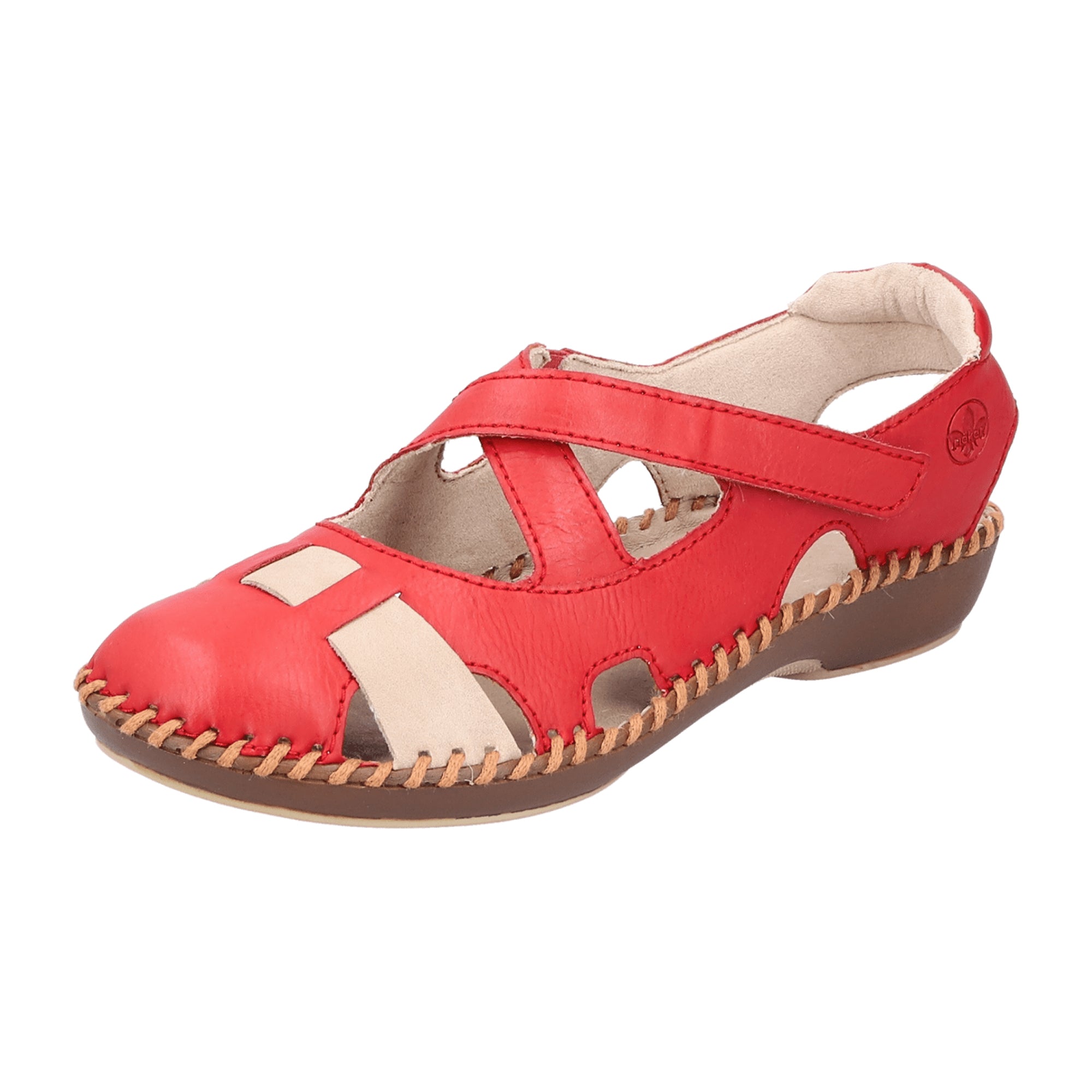 Rieker M167733 Red Women's Shoes Synthetic Leather Flat Heel Comfortable