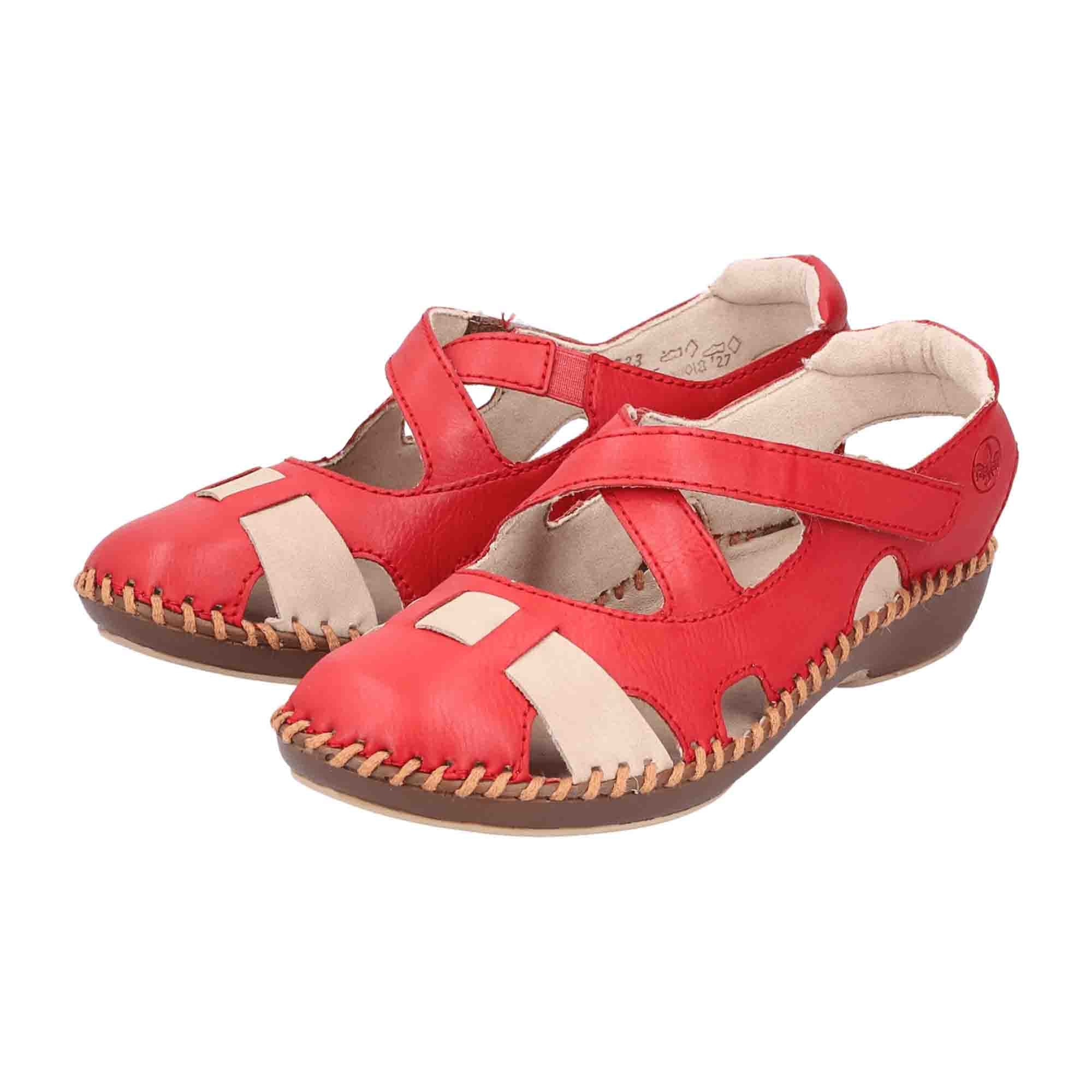 Rieker M167733 Red Women's Shoes Synthetic Leather Flat Heel Comfortable