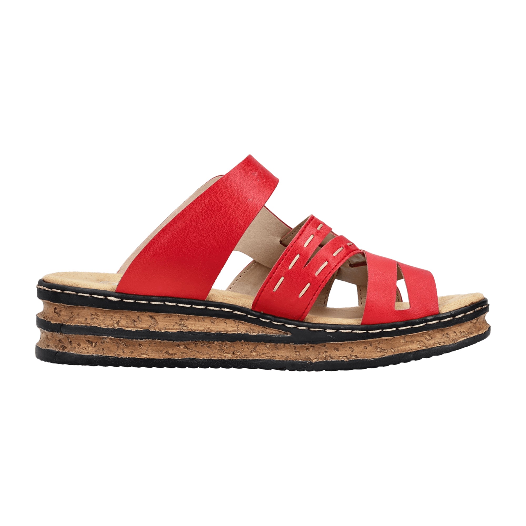 Rieker FSK Red Sandals for Women with Wedge Heel and Synthetic Material