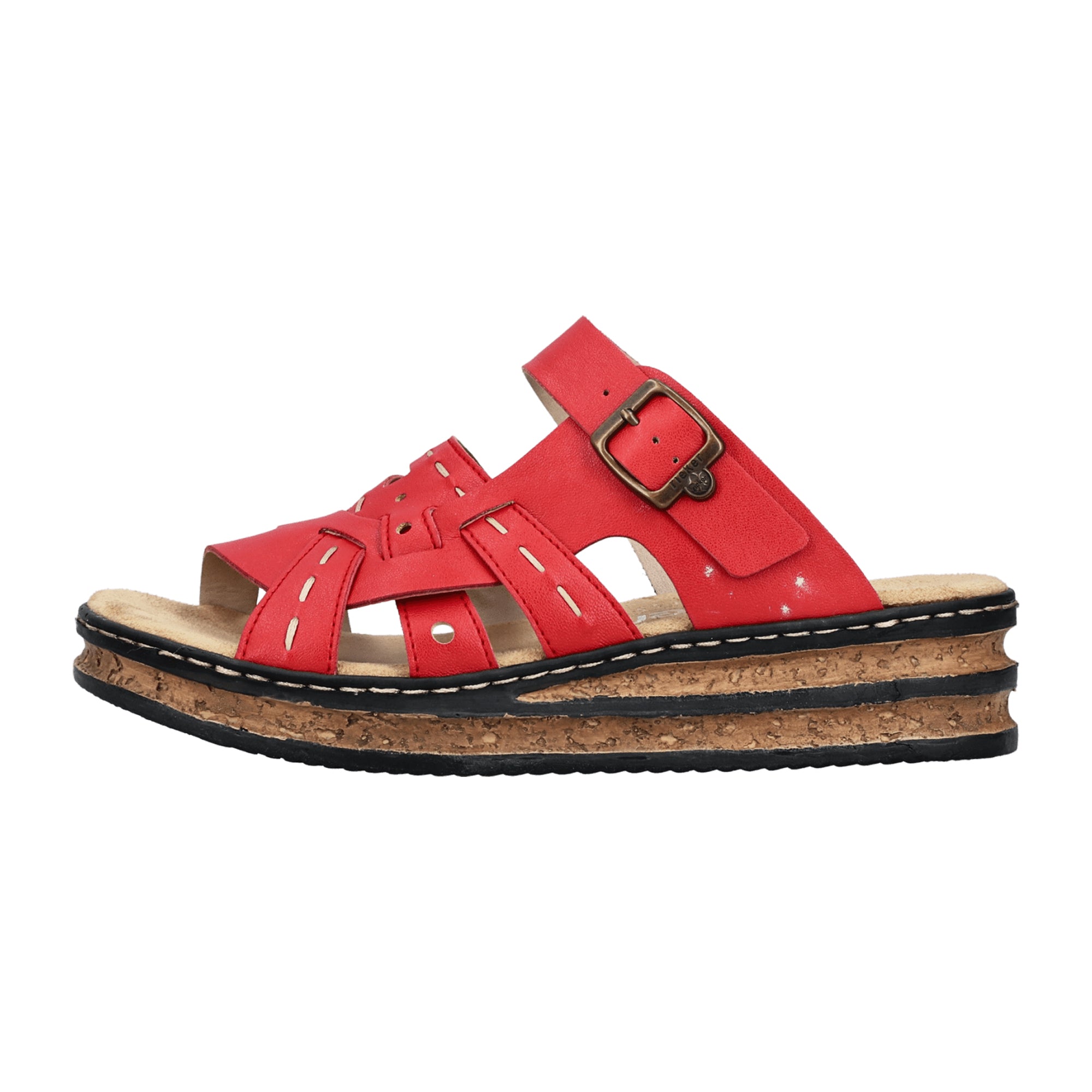 Rieker FSK Red Sandals for Women with Wedge Heel and Synthetic Material