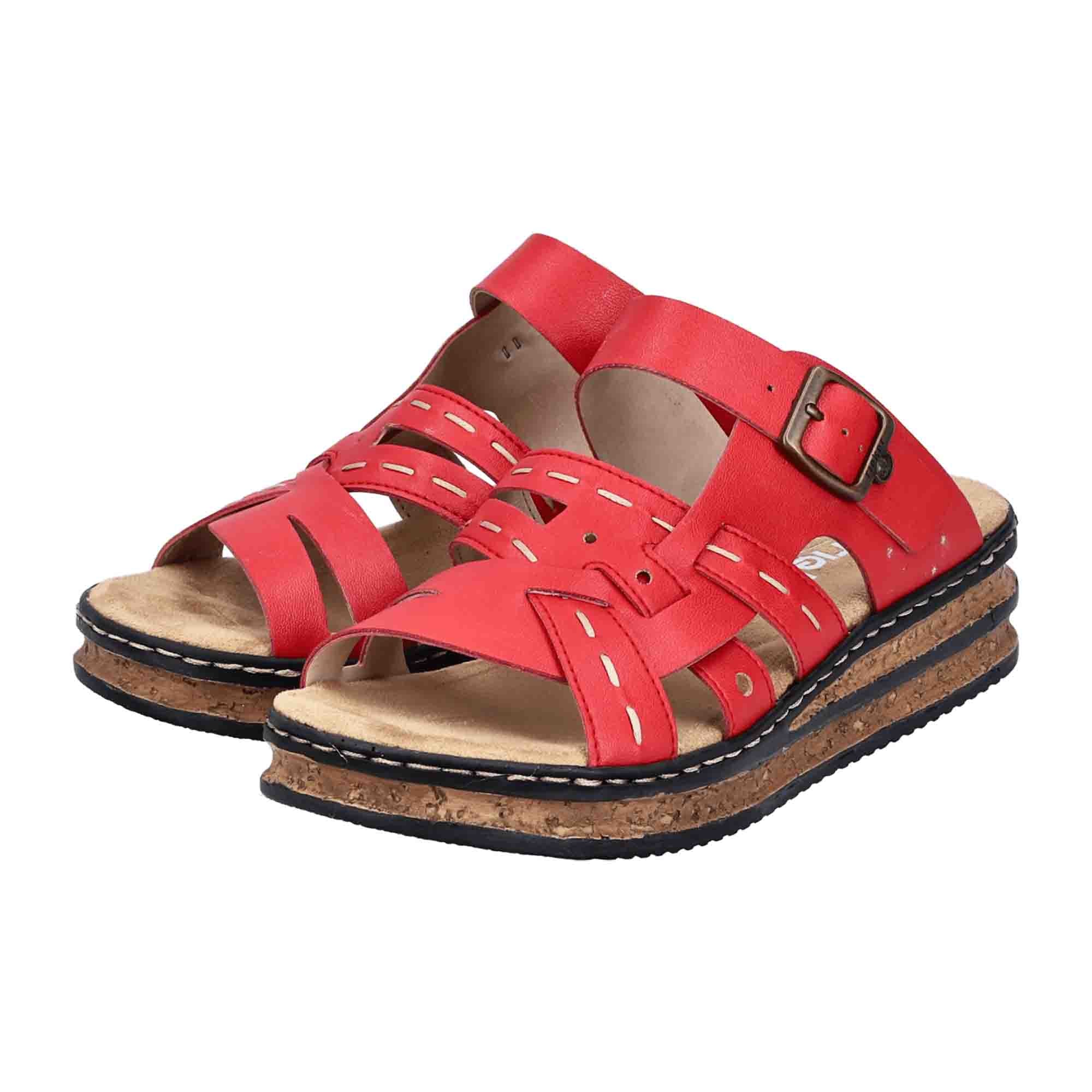 Rieker FSK Red Sandals for Women with Wedge Heel and Synthetic Material