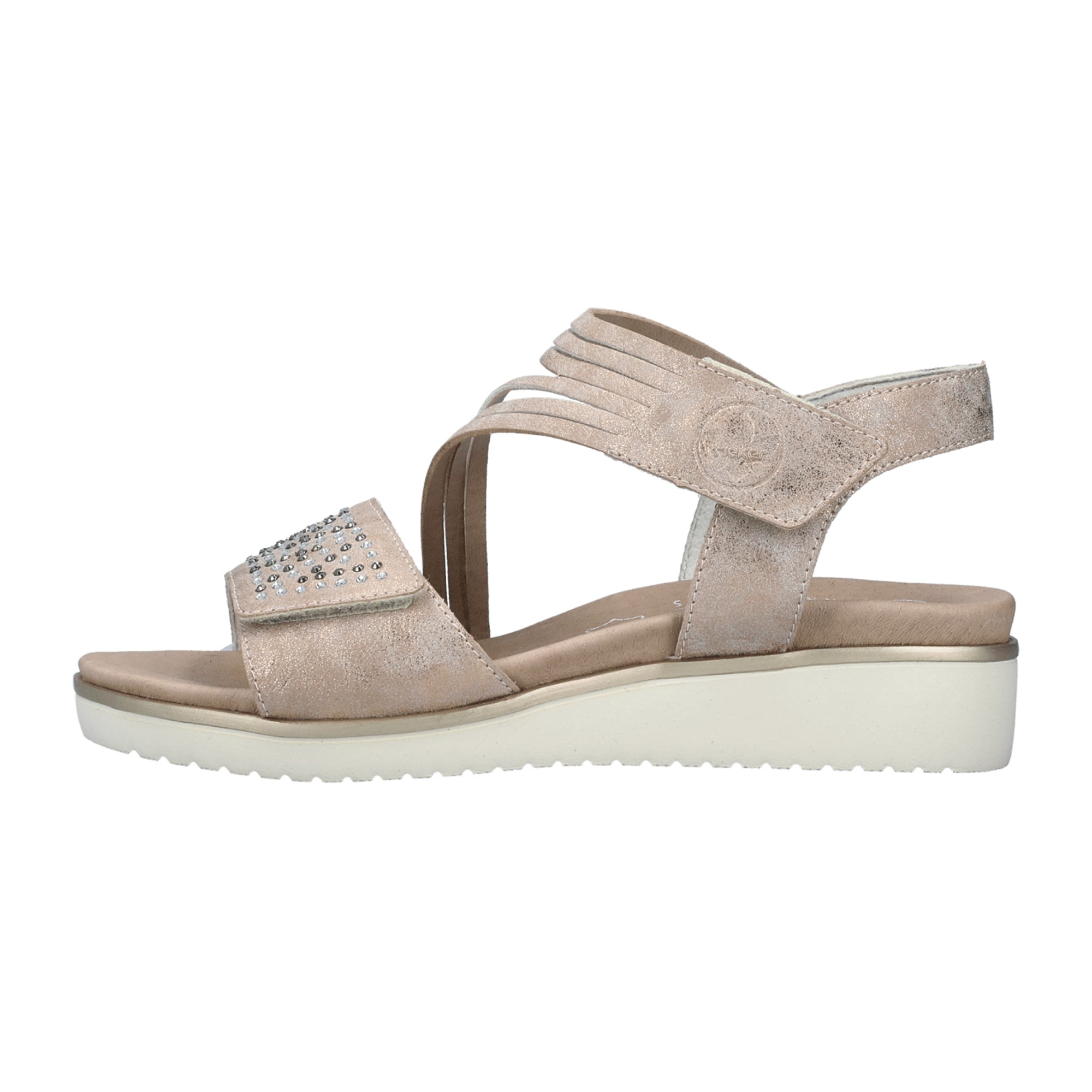 Rieker V3764 Ladies Pink Sandals with Wedge Heel and Adjustable Strap - Bartel-Shop
