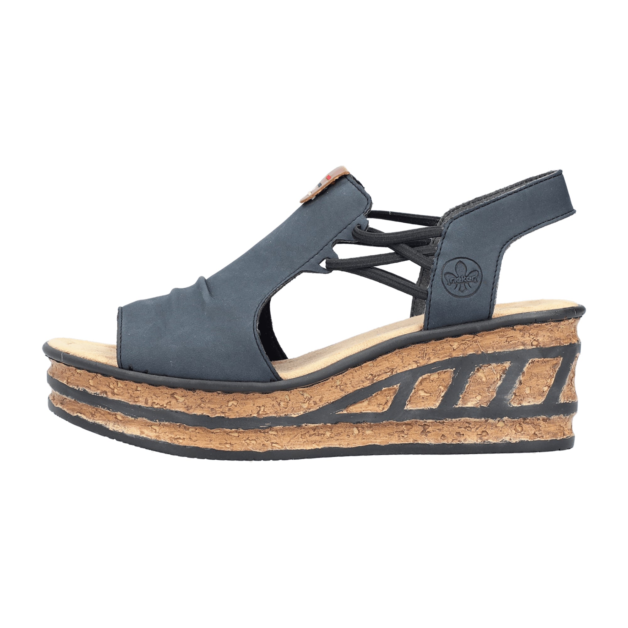 Rieker FSK Women s Blue Sandals With Wedge Heel And Synthetic Leather rieker-fsk-women-s-blue-sandals-with-wedge-heel-and-synthetic-leather