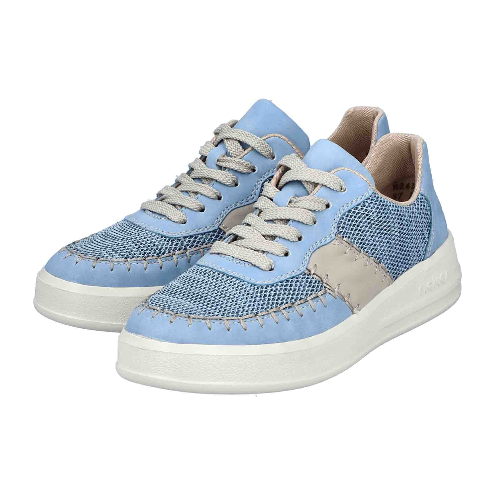 Rieker M8414 Women's Blue Sneakers with Flat Heel and Round Toe
