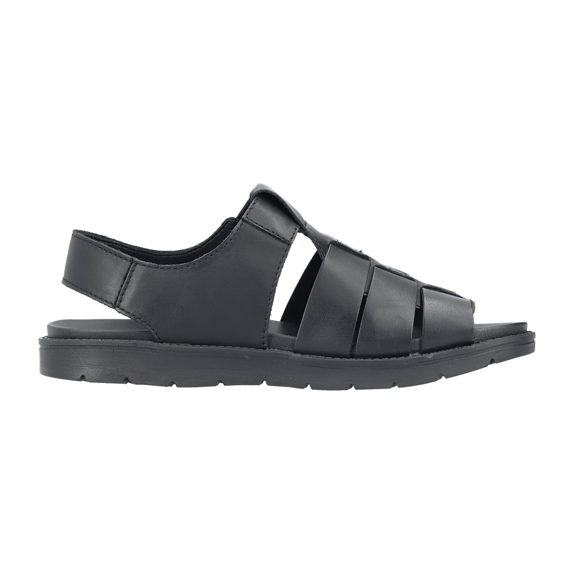 Rieker Men's Black Leather Shoes Flat Heel Normal Width Light-PU Sole