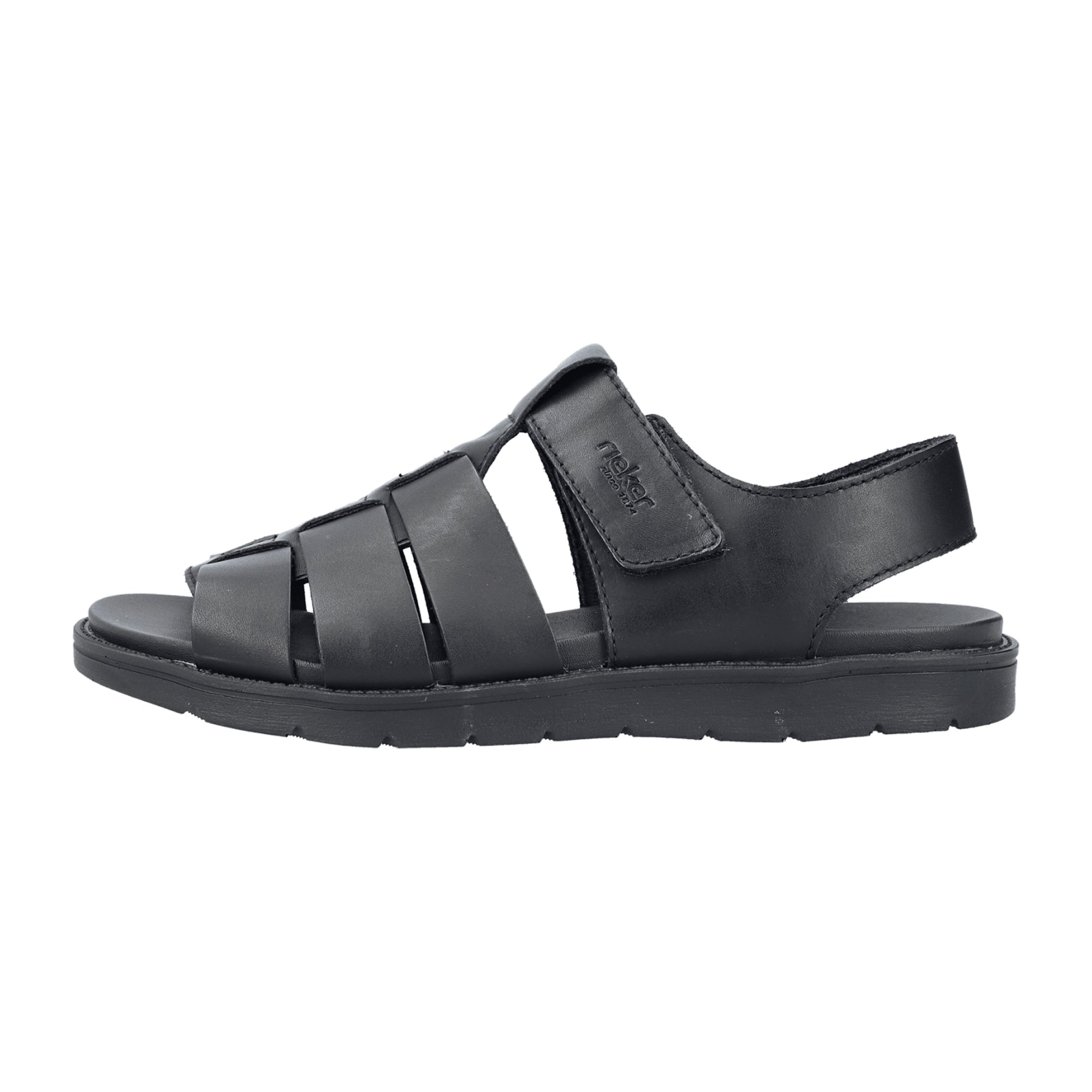Rieker Men's Black Leather Shoes Flat Heel Normal Width Light-PU Sole