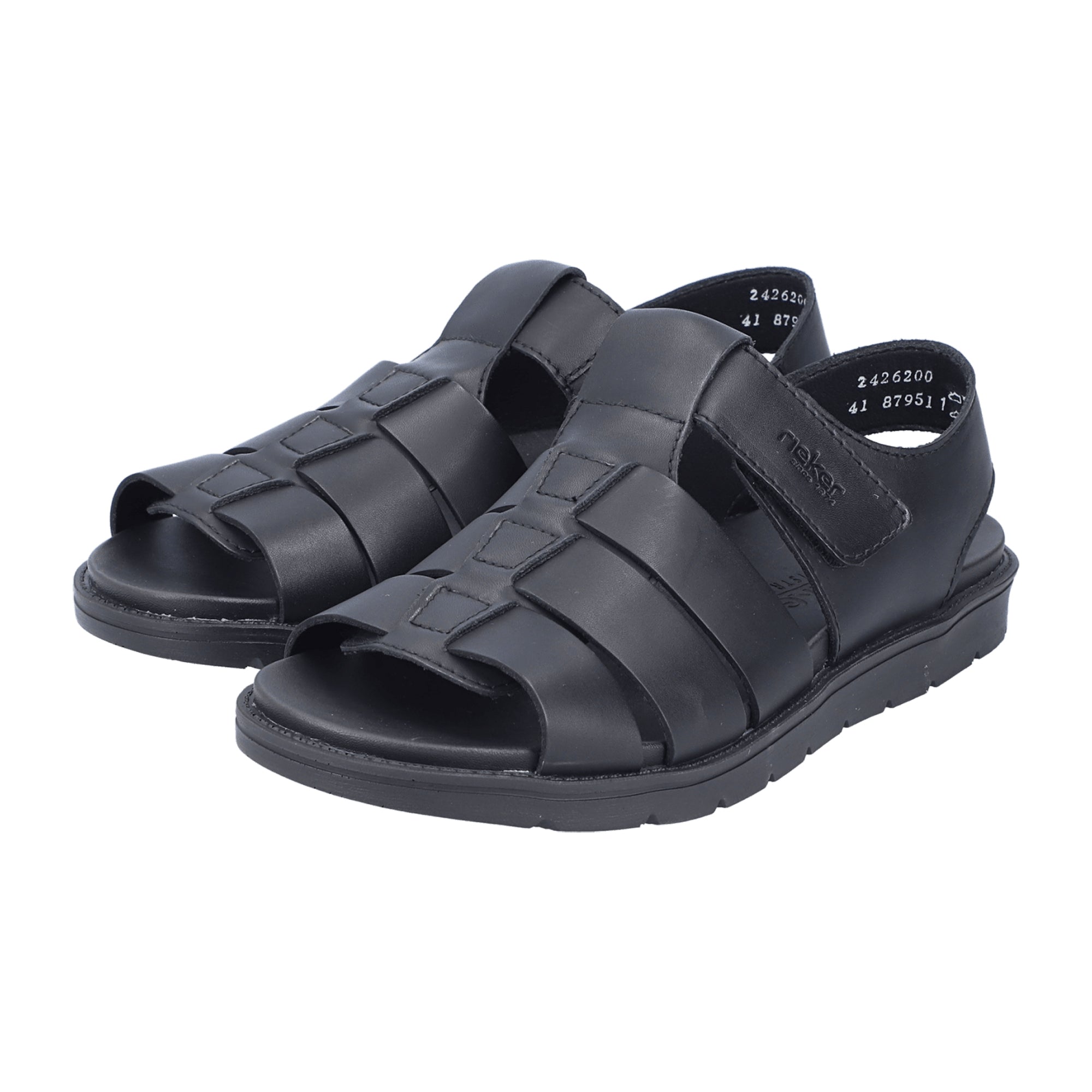 Rieker Men's Black Leather Shoes Flat Heel Normal Width Light-PU Sole