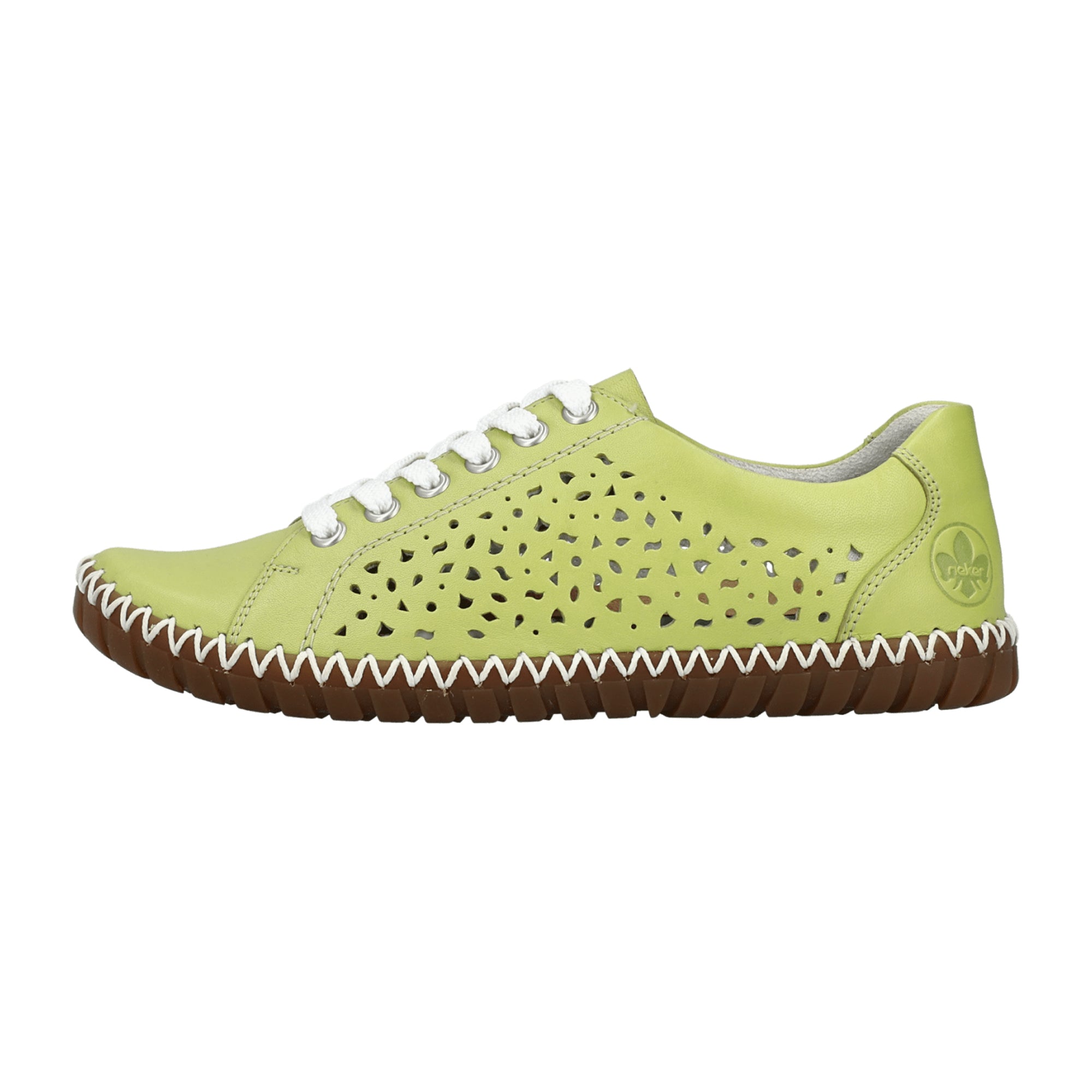 Rieker FSK Women's Green Leather Shoes Flat Heel Casual Comfort