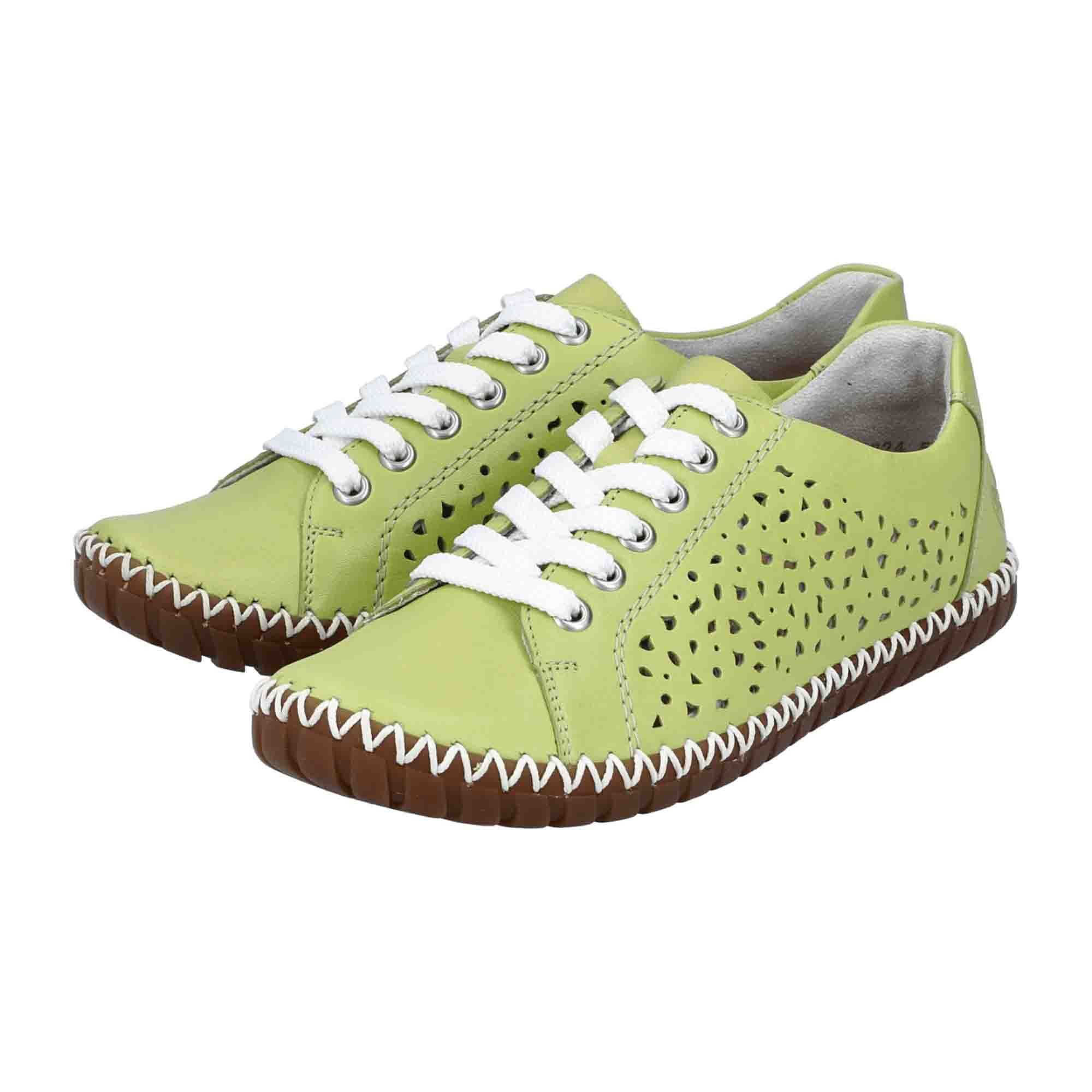 Rieker FSK Women's Green Leather Shoes Flat Heel Casual Comfort