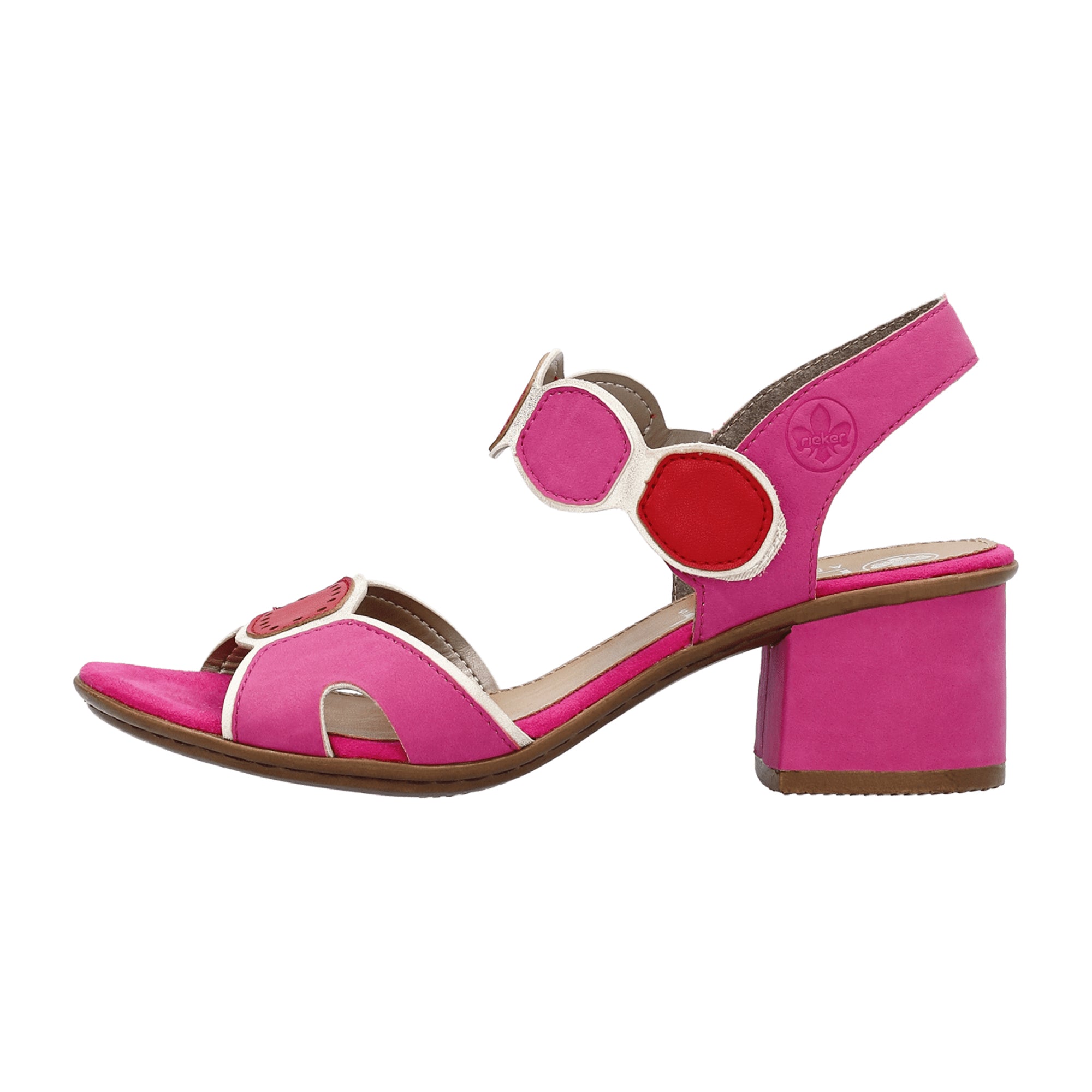 Rieker Pink Women's Sandals with Block Heel and Velcro Strap