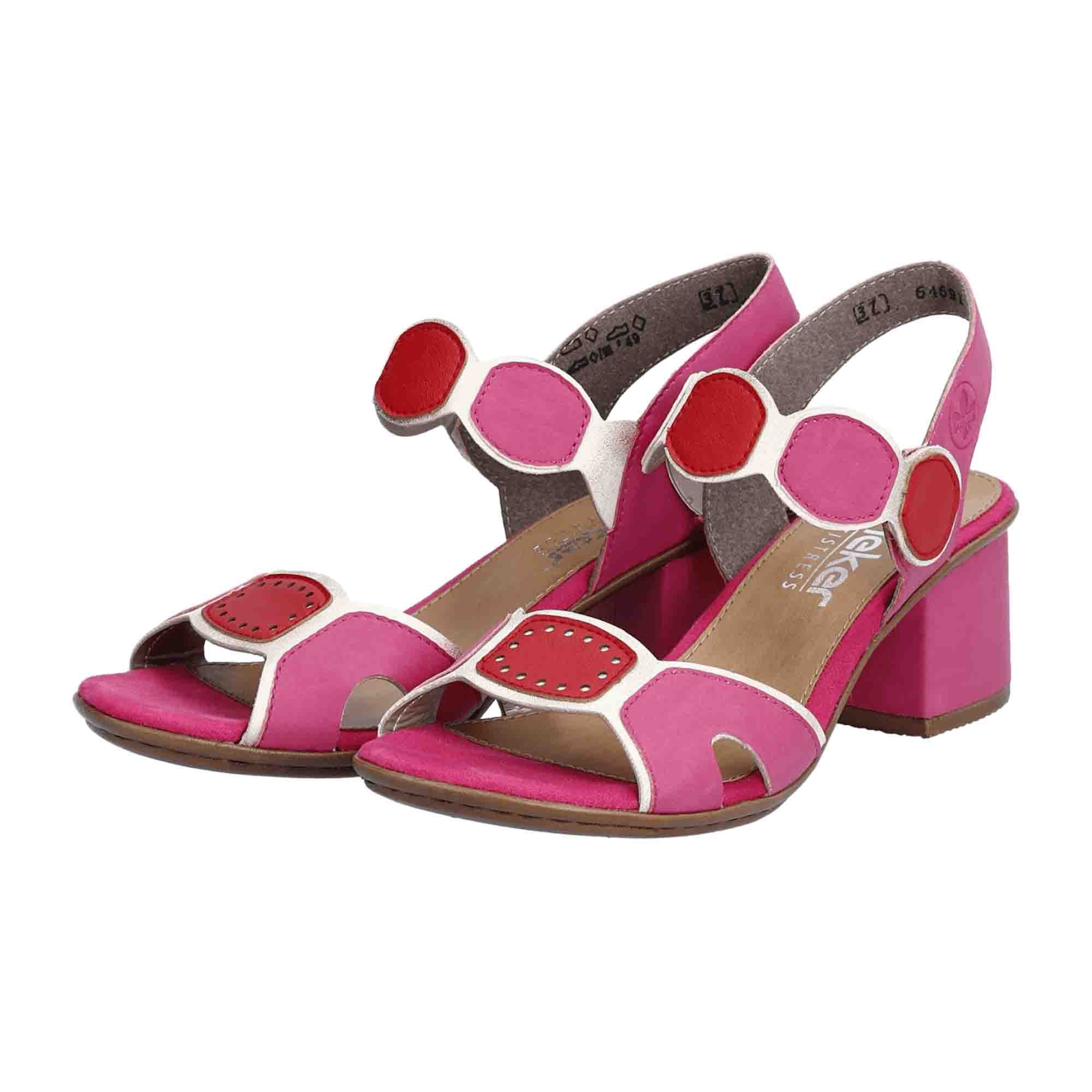 Rieker Pink Women's Sandals with Block Heel and Velcro Strap