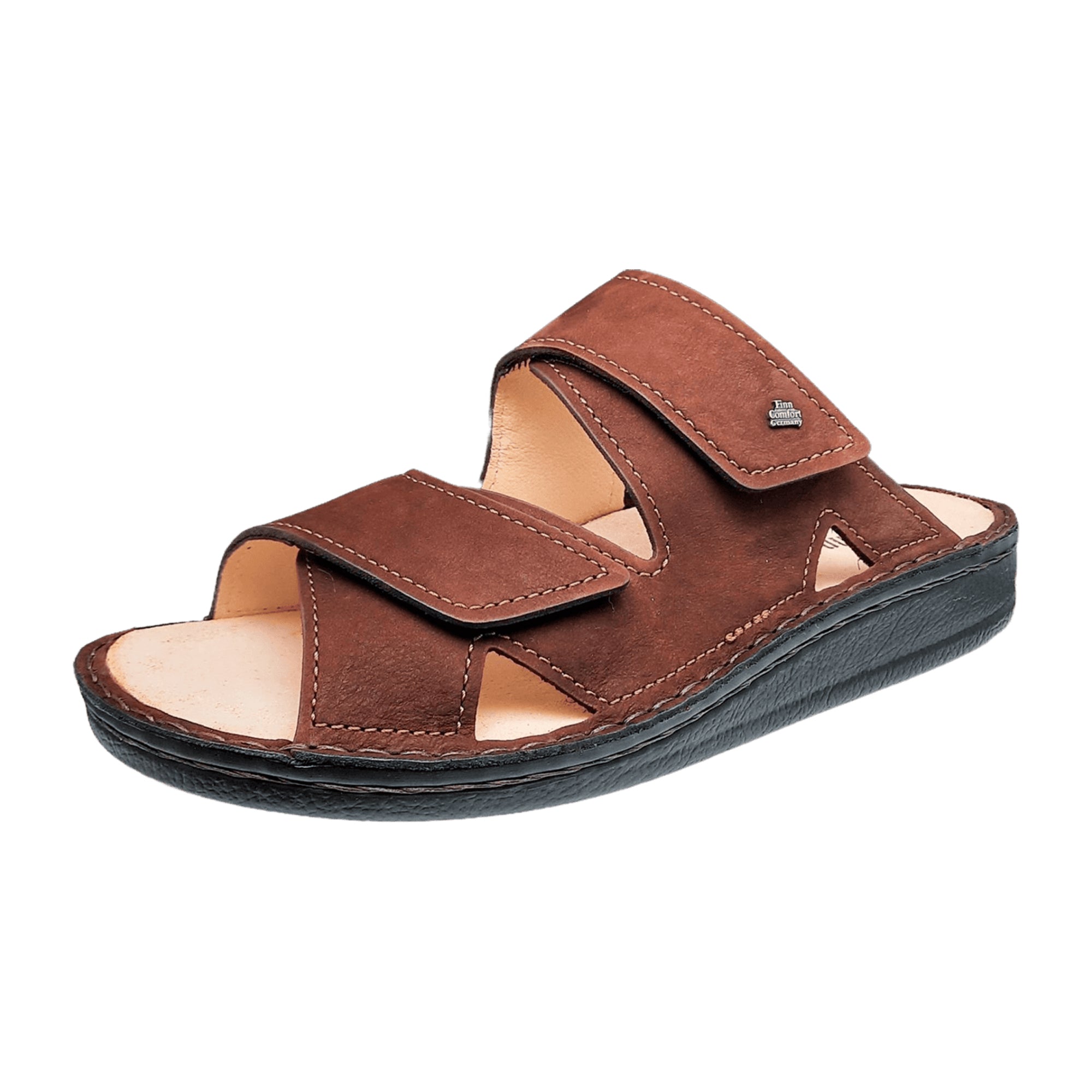 Finn Comfort Danzig-Soft Men's Sandals - Leather Slides, Coffee Brown