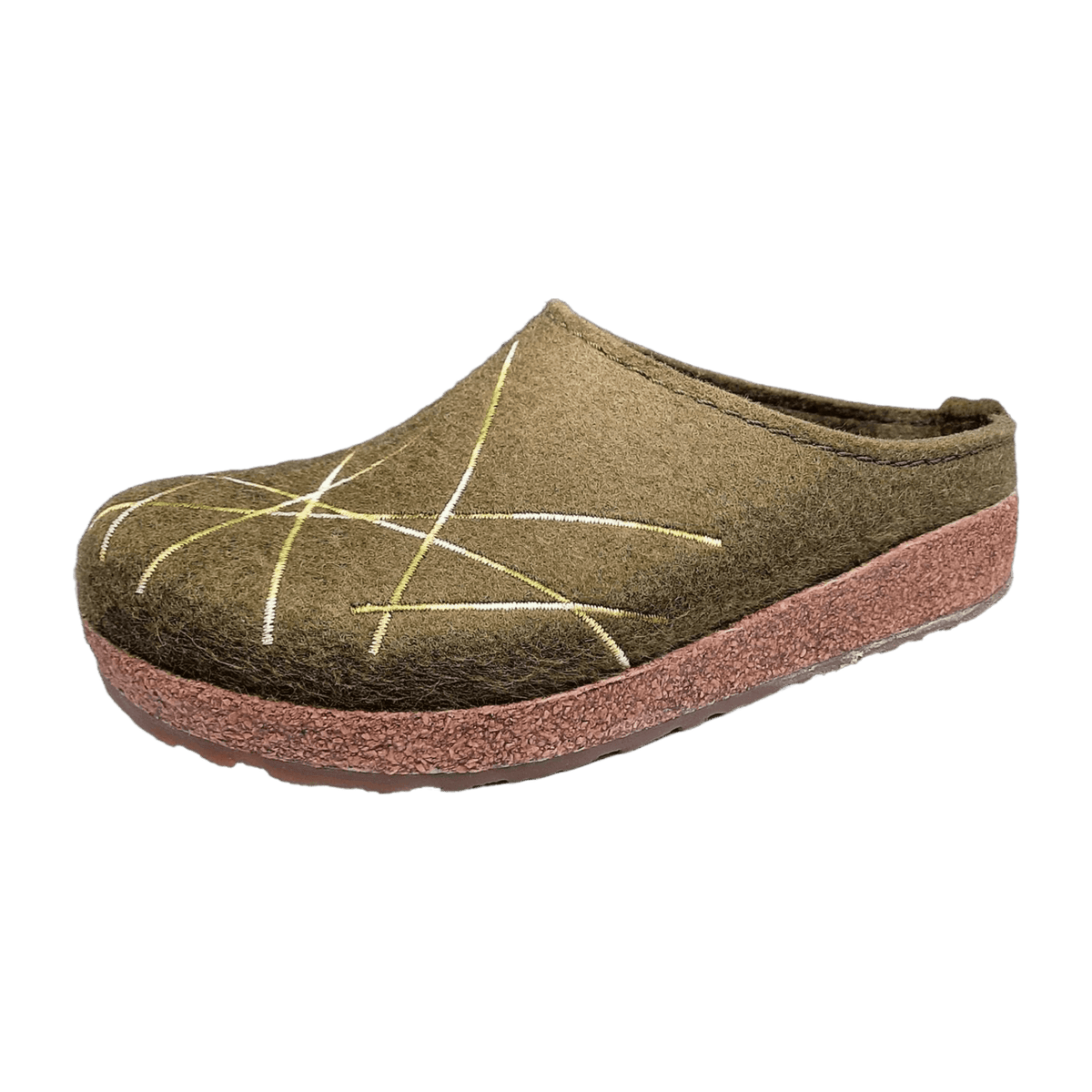 HAFLINGER Grizzly Mikado Women's Wool Slippers Green - Felt Clogs