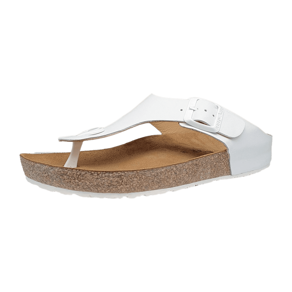 HAFLINGER Bio Memphis Women's Sabot - White Leather Mules with Cork Footbed