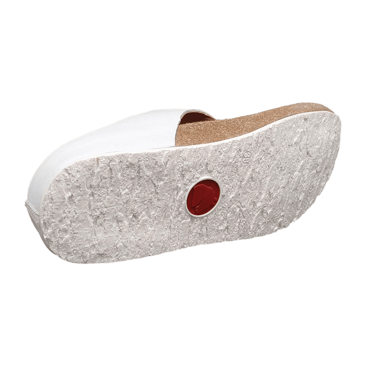 HAFLINGER Bio Memphis Women's Sabot - White Leather Mules with Cork Footbed