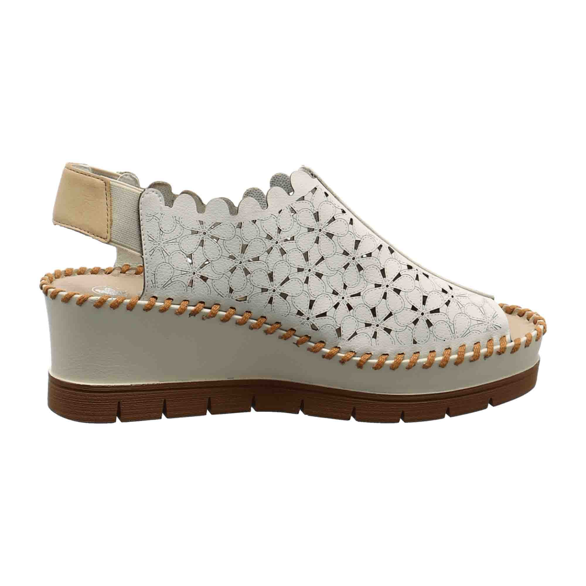 Rieker Women's White Sandals with Wedge Heel and PU Sole