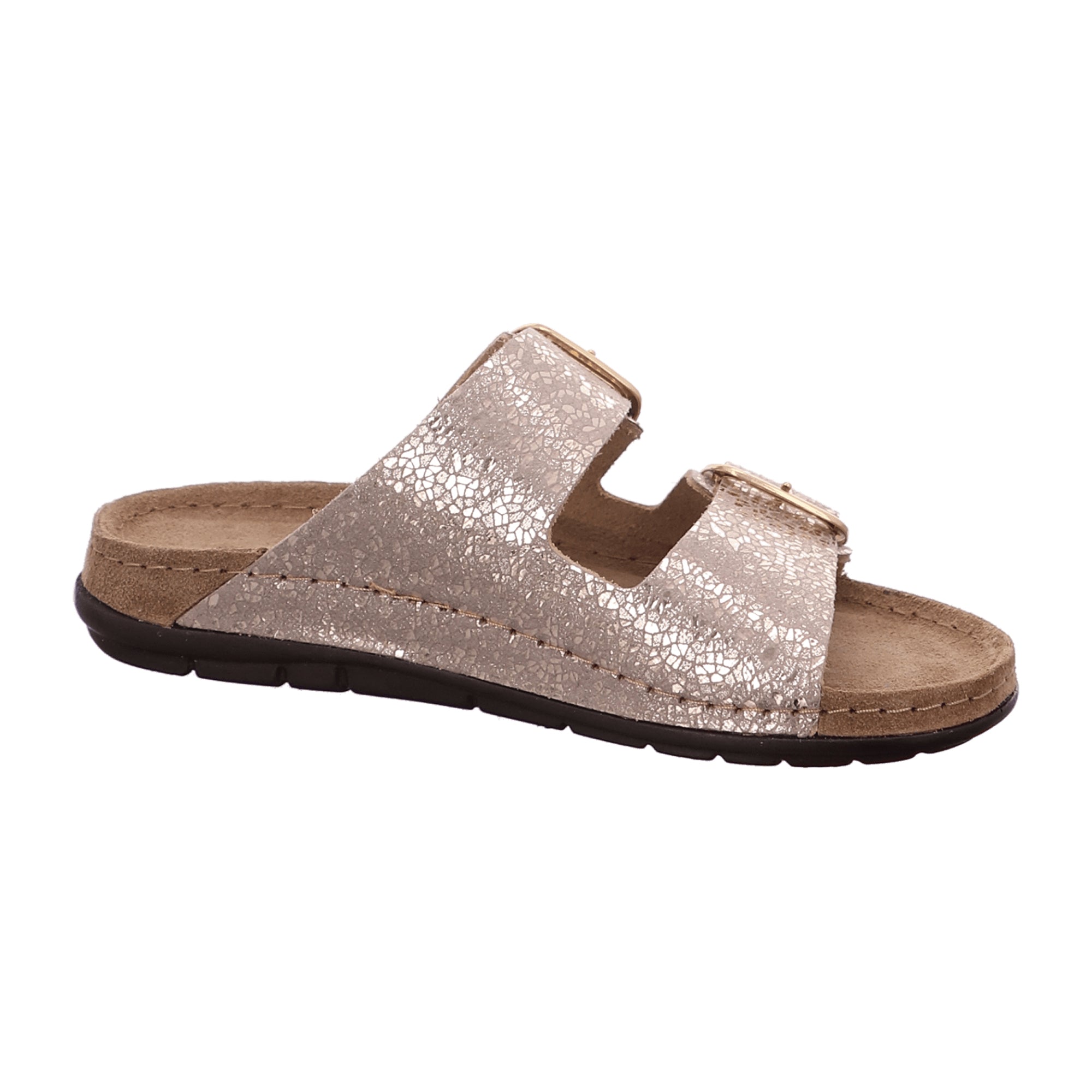 Rohde Comfortable Women's Gold Leather Sandals Flat Sole Normal Width