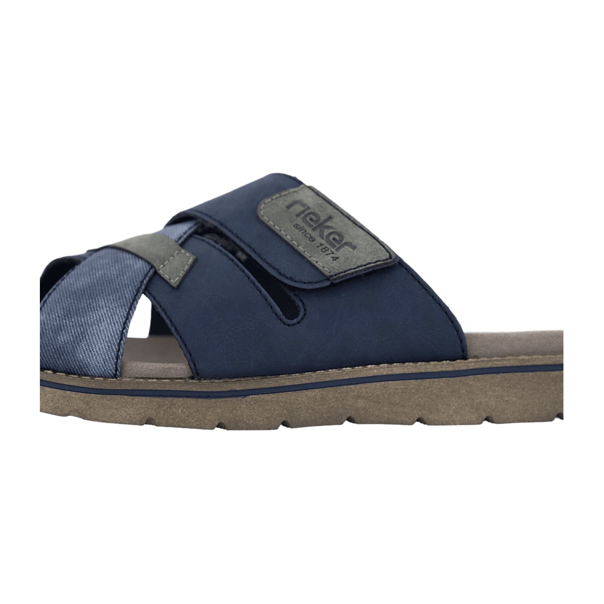 Rieker Men's Blue Sandals Comfortable Flat Sole Synthetic Upper