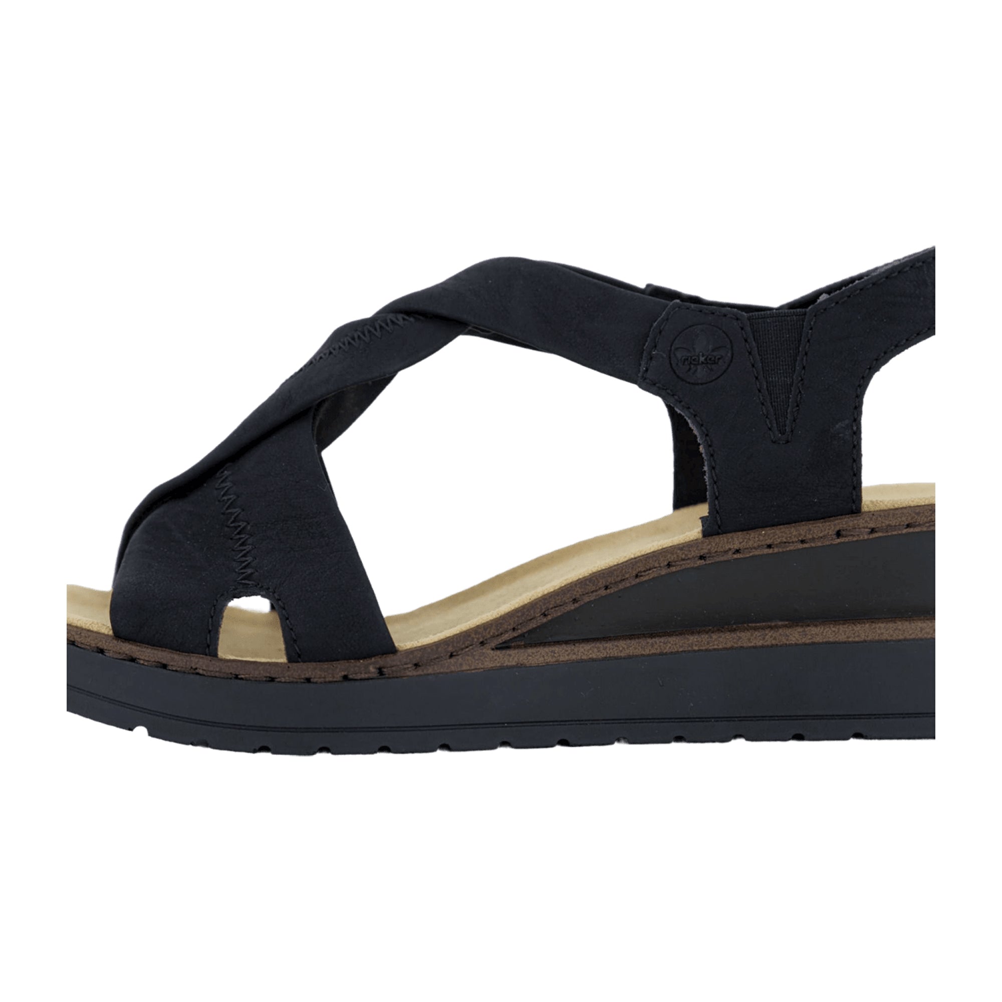 Rieker V3850-00 Black Women's Shoes with 5 cm Wedge Heel Faux Leather