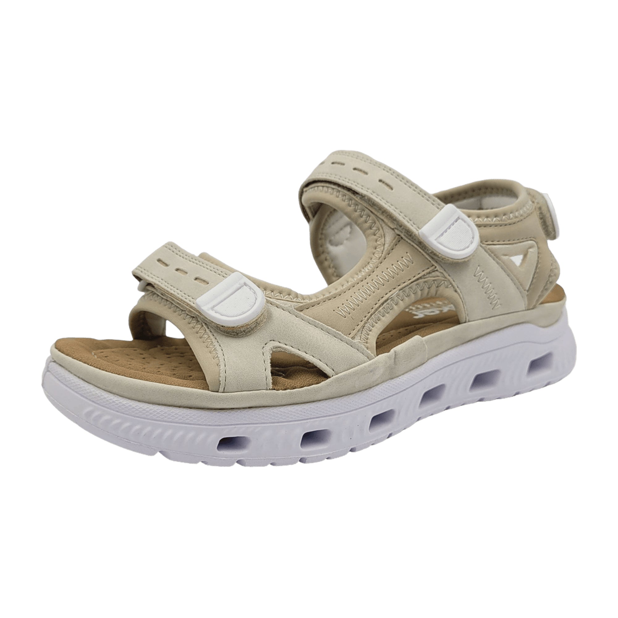 Rieker 64074 Beige Women's Shoes Synthetic Leather Flat Sole