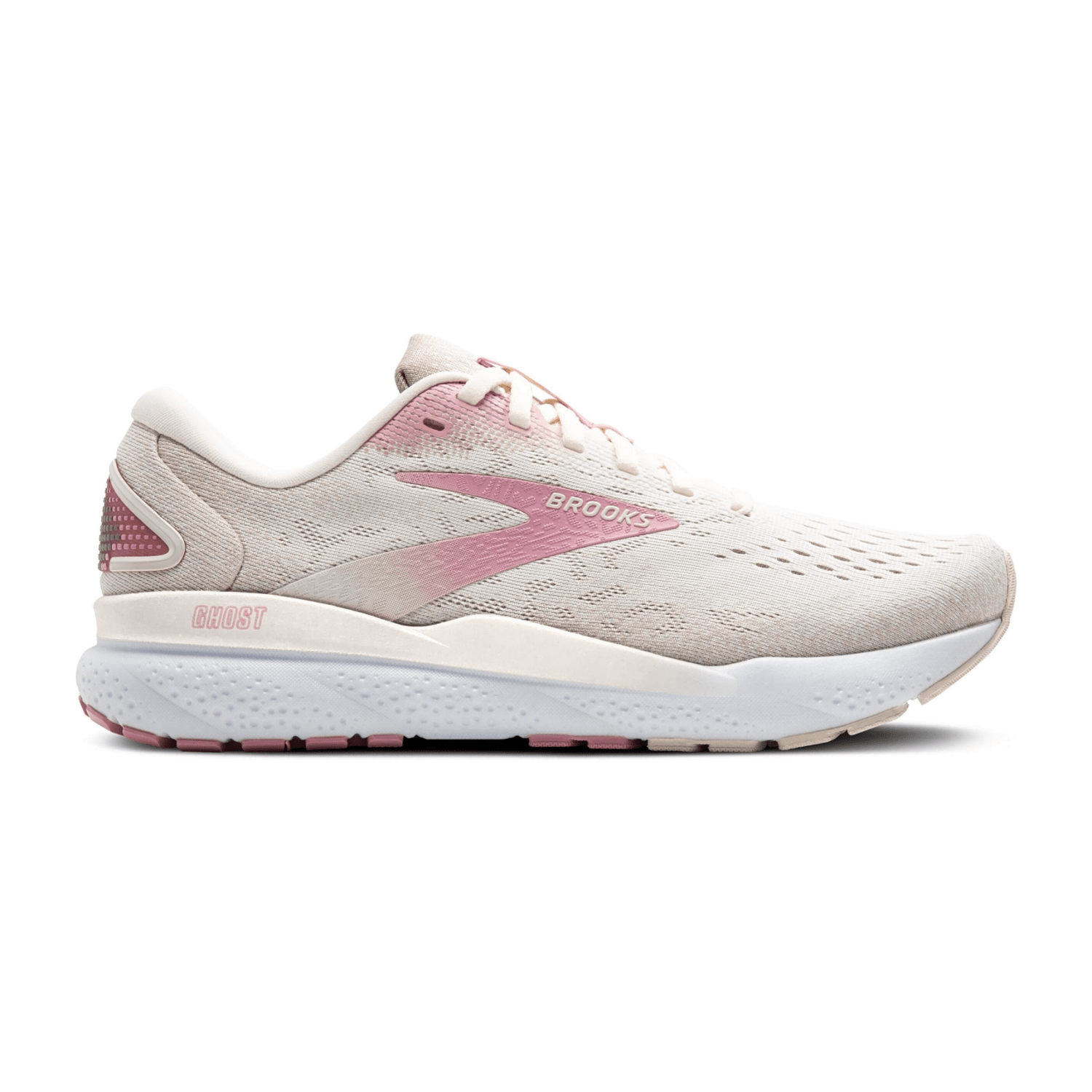 Brooks Ghost 16 Women's Running Shoes - Coconut Zephyr White Textile Upper