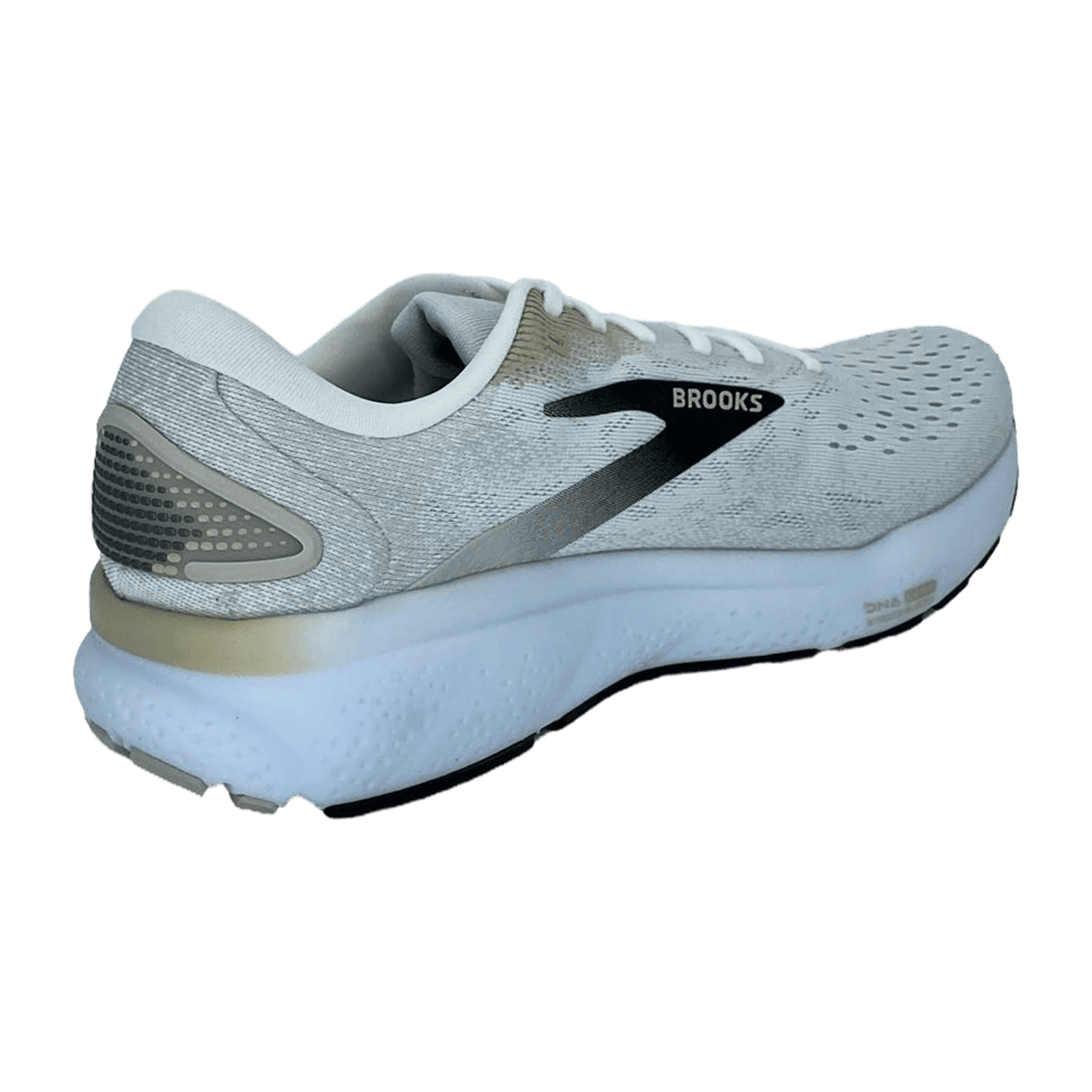 Brooks Men's Ghost 16 Sneaker Lace-Up Shoes in White Cream Rose with Rubber Sole