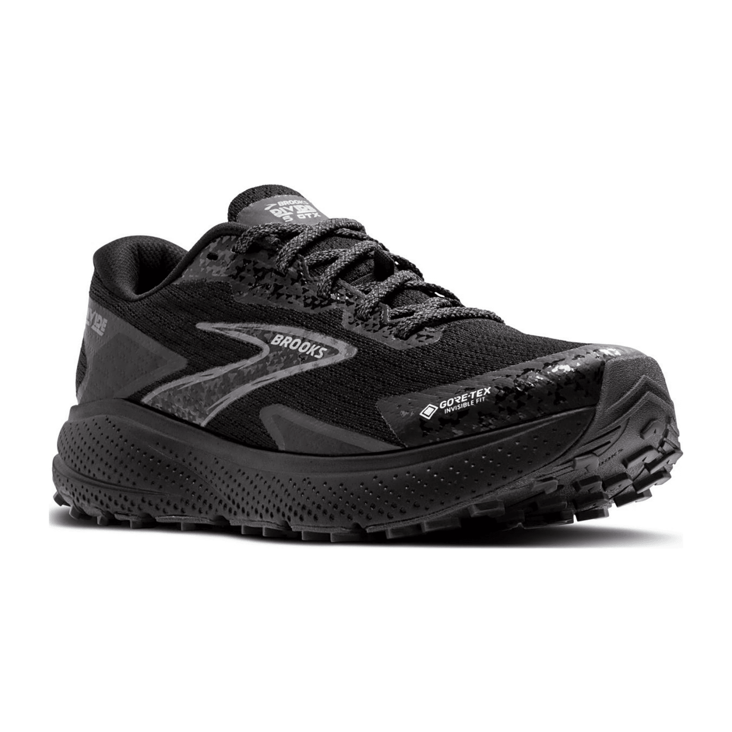 Brooks Divide 5 GTX Men's Trail Running Shoes in Black/Alloy/Base Grey - Waterproof Textile Upper