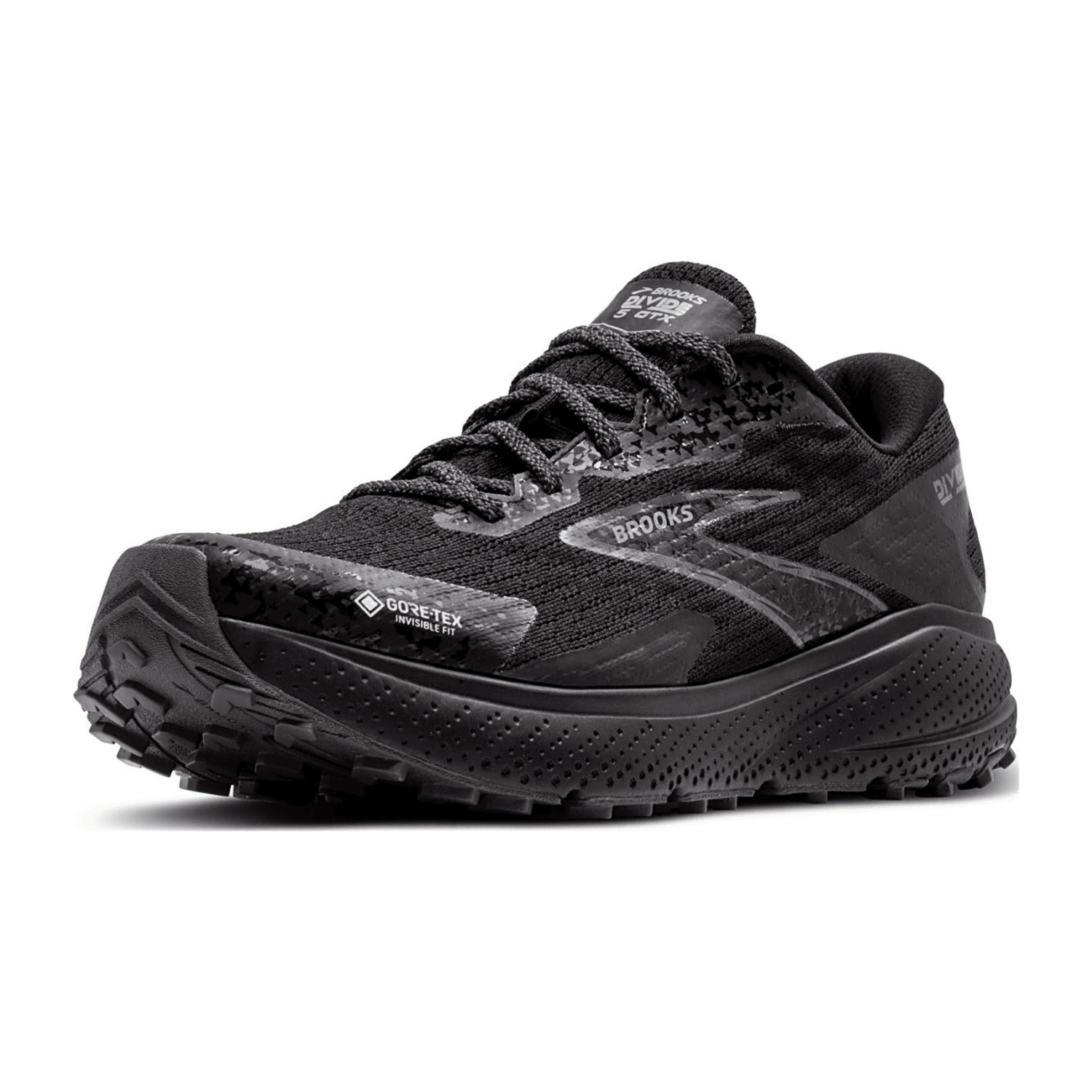 Brooks Divide 5 GTX Men's Trail Running Shoes in Black/Alloy/Base Grey - Waterproof Textile Upper