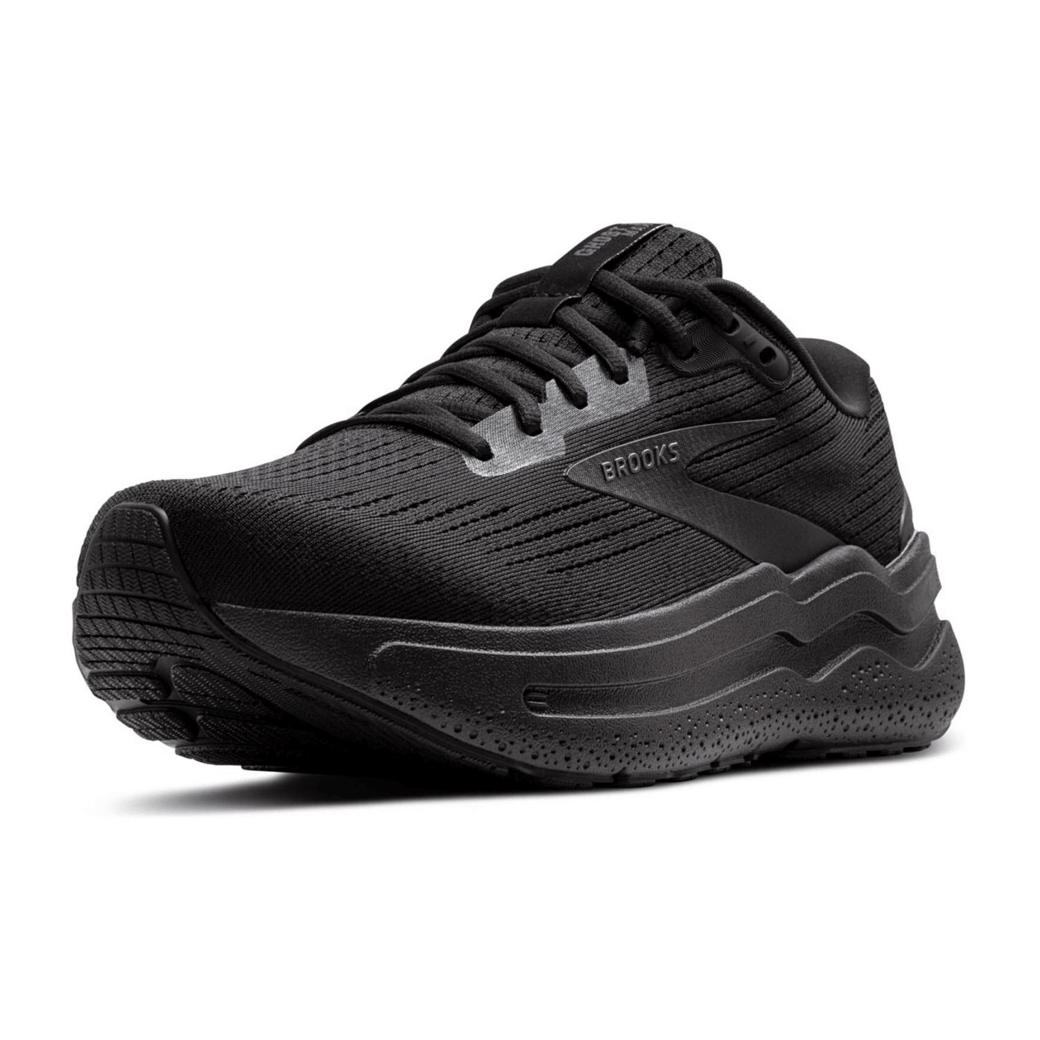 Brooks Women's Ghost Max 2 Sneakers in Black/Ebony - Lace-Up Running Shoes with Rubber Outsole