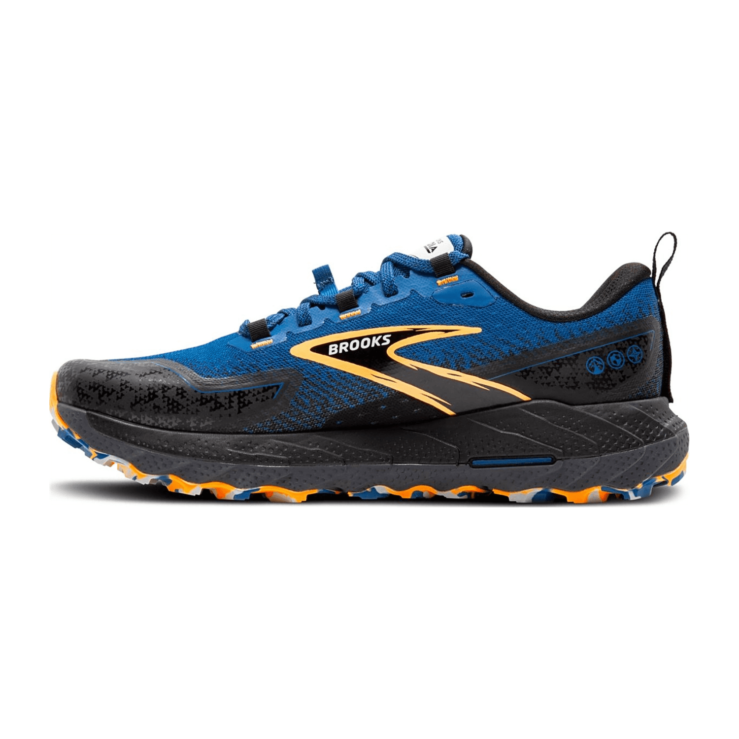 Brooks Cascadia 18 Men's Trail Running Shoes, Blue Sapphire/Black/Orange, Synthetic Textile Upper, Rubber Outsole